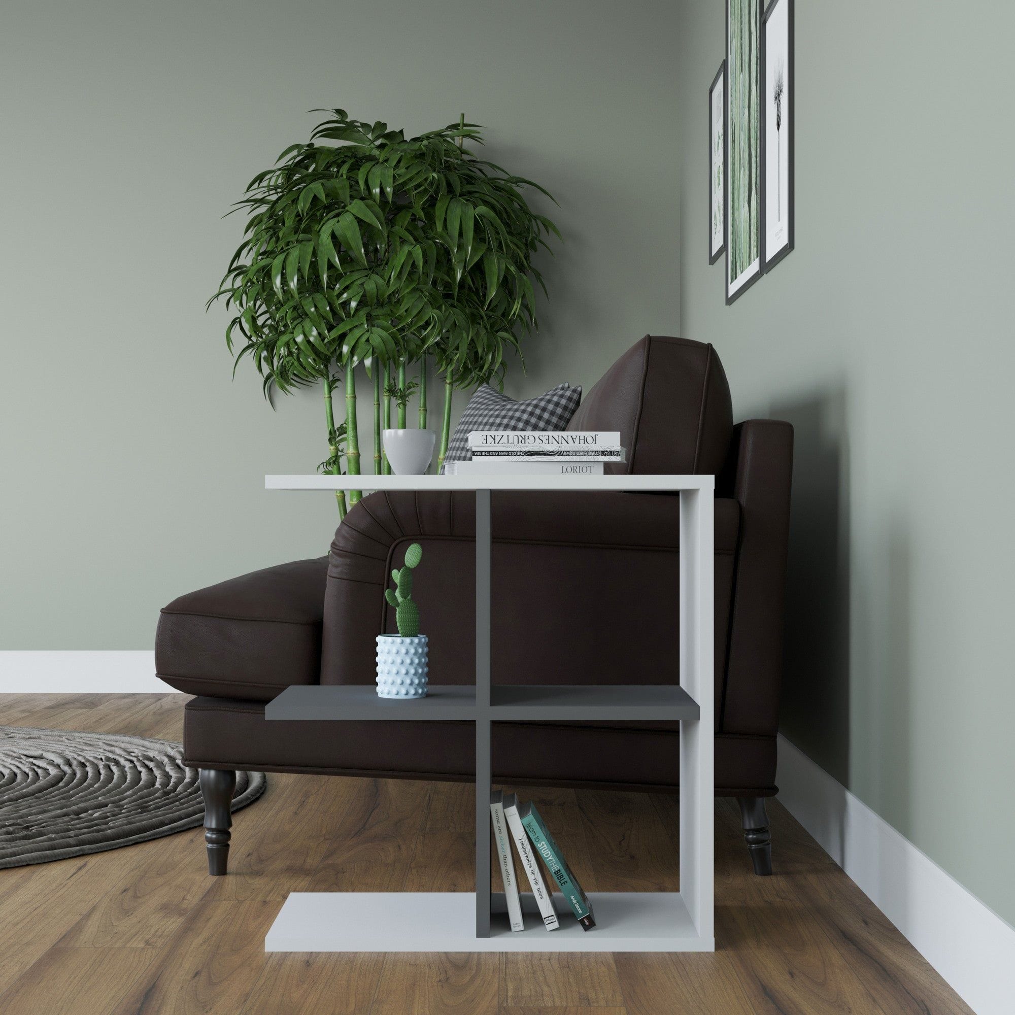 Masuta HAMLET, alb/gri, PAL melaminat, 60x30x63 cm