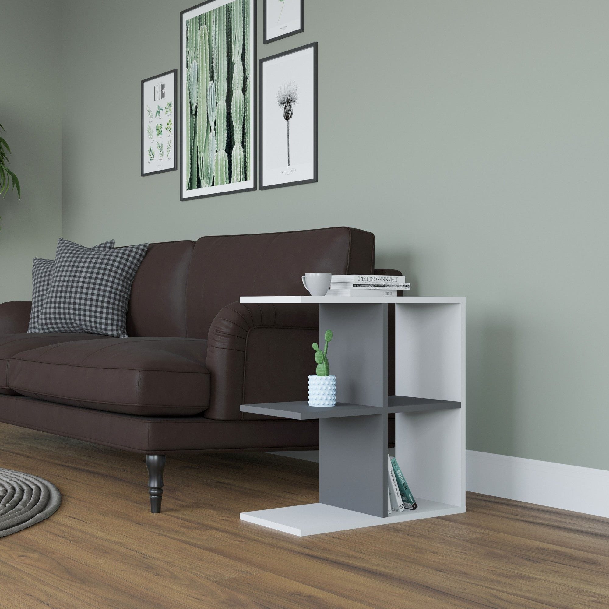 Masuta HAMLET, alb/gri, PAL melaminat, 60x30x63 cm