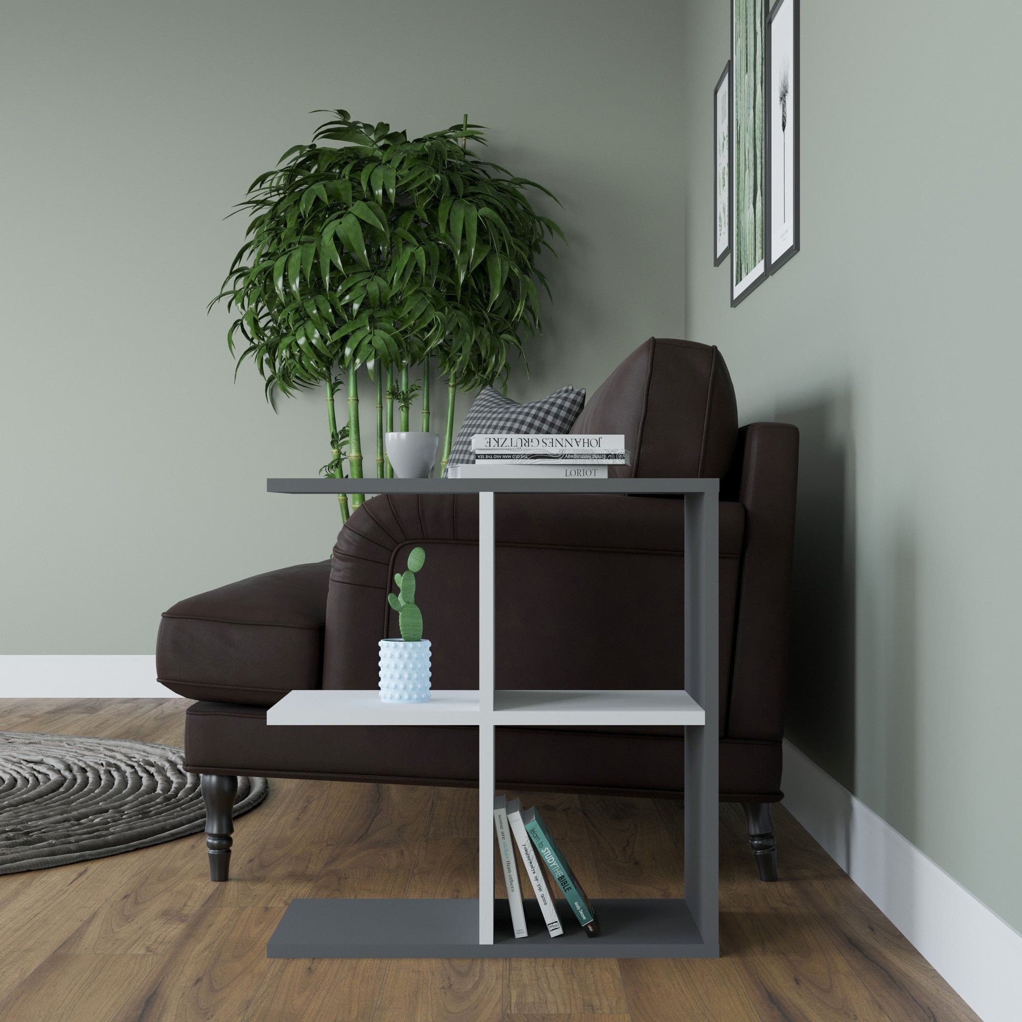 Masuta HAMLET, gri/alb, PAL melaminat, 60x30x63 cm