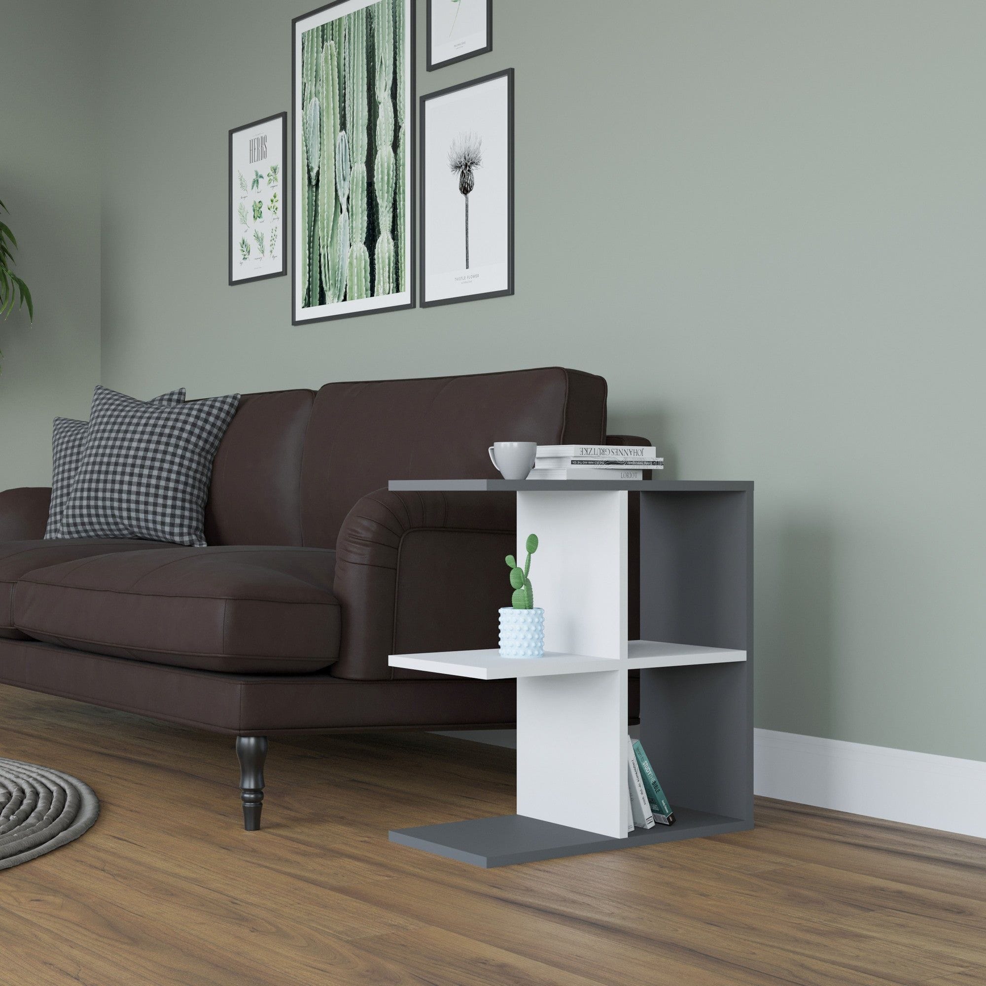 Masuta HAMLET, gri/alb, PAL melaminat, 60x30x63 cm