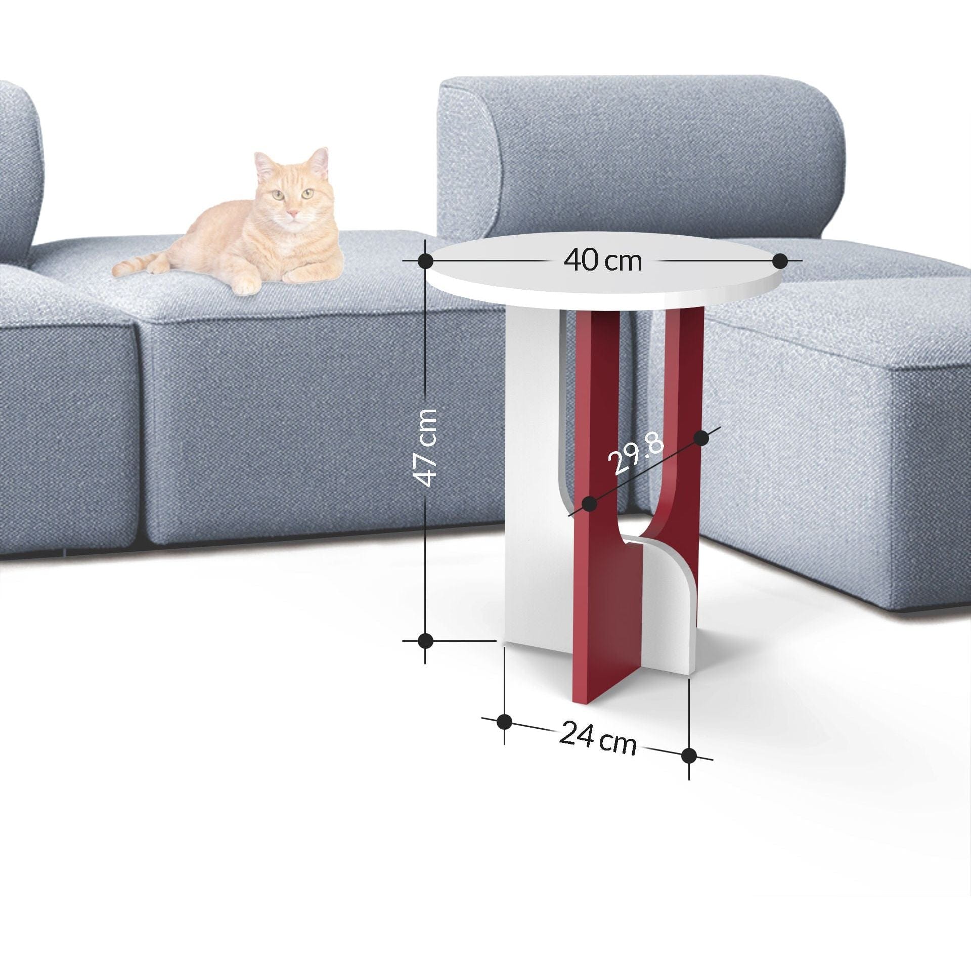 Masuta Luna, alb/stejar, PAL melaminat, 40x40x47 cm