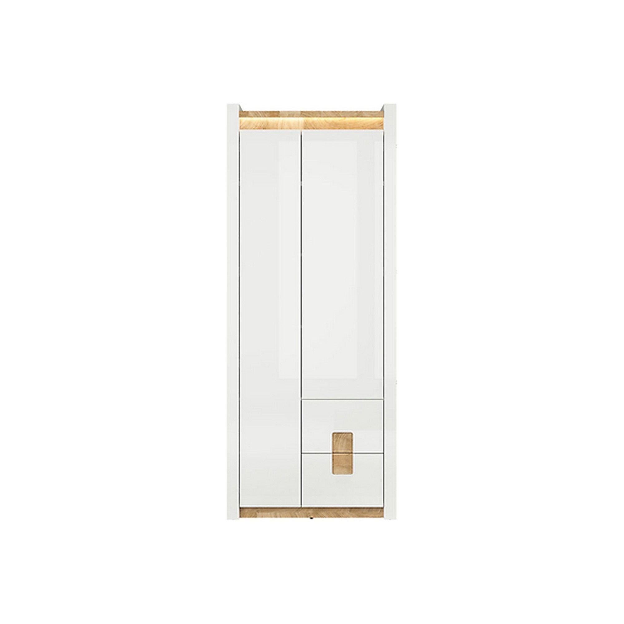 Dulap ALAMEDA, alb/stejar auriu, PAL, cu 2 usi si 2 sertare, 82x37x202 cm
