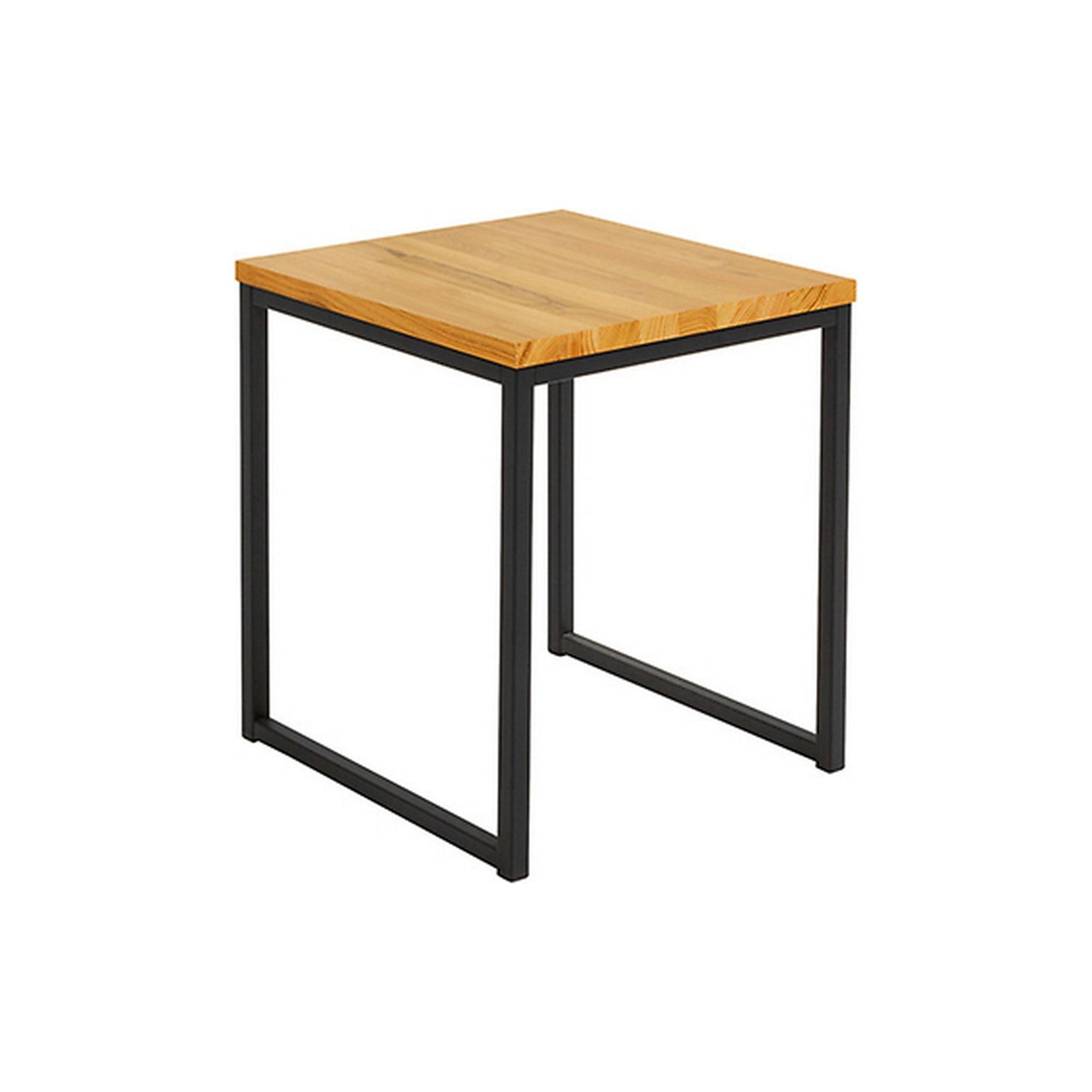 Masuta cafea Aroz, maro/negru, lemn masiv/metal, 50x50x50 cm