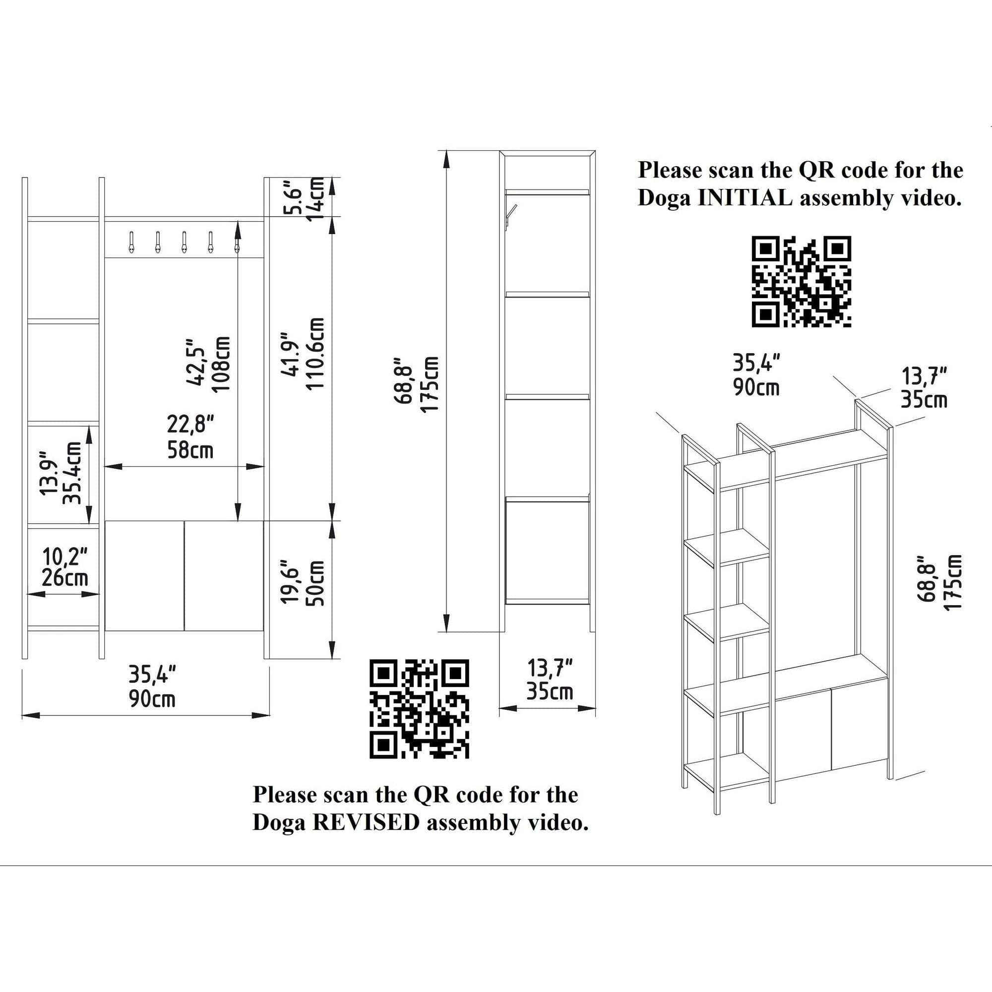 Mobiler hol DOGA, auriu/bej cu efect de marmura, PAL melaminat, 90x35x175 cm