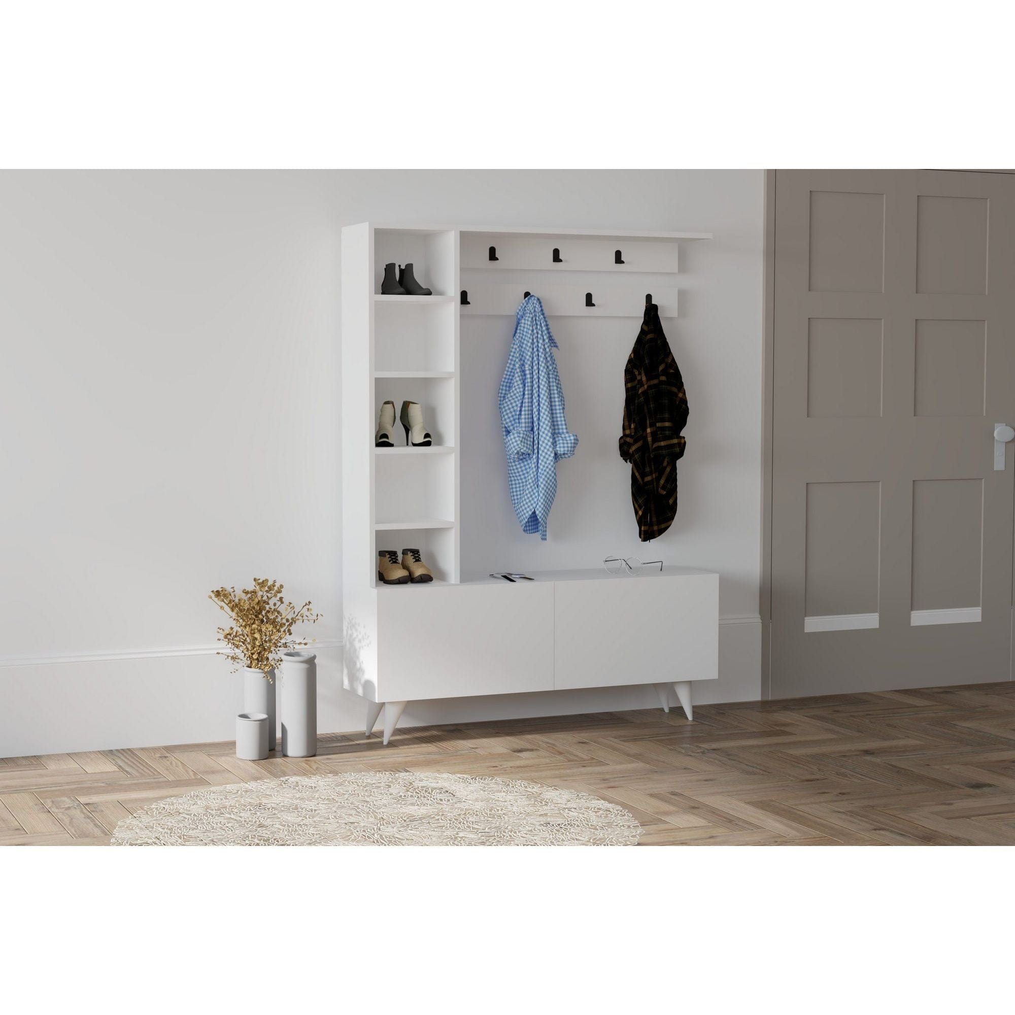 Mobilier hol BAHAR, alb, PAL melaminat, 120x32x162 cm