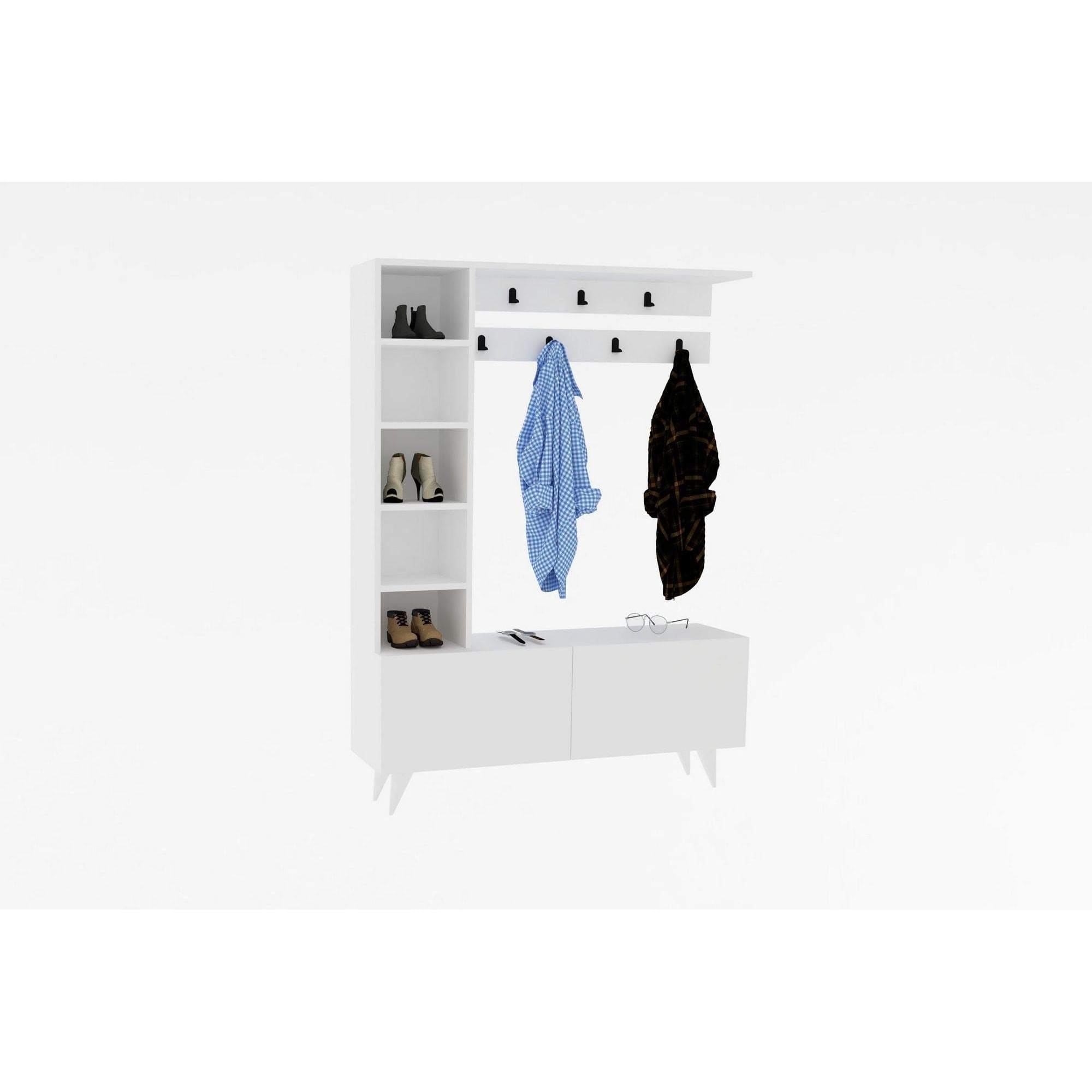 Mobilier hol BAHAR, alb, PAL melaminat, 120x32x162 cm