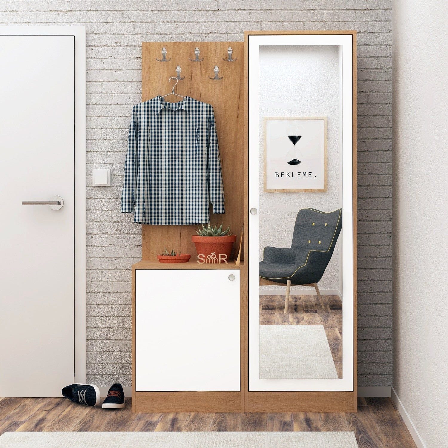 Mobilier hol BROC, stejar, PAL melaminat, 100x35x180 cm