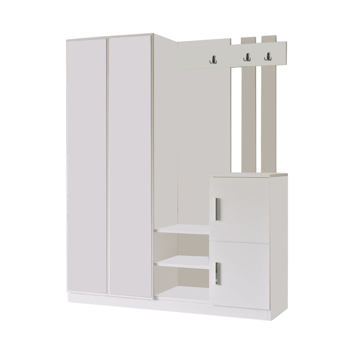 Mobilier hol DD8-W, alb, PAL melaminat, 147x38x180 cm