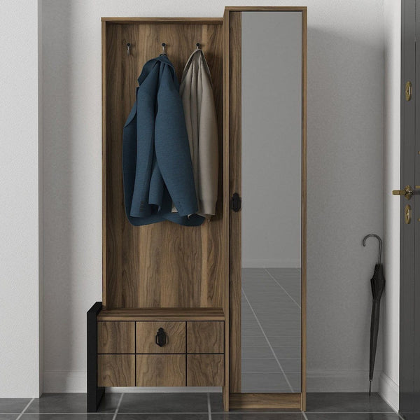 Mobilier hol LOST, nuc, PAL melaminat, 90x35x180 cm