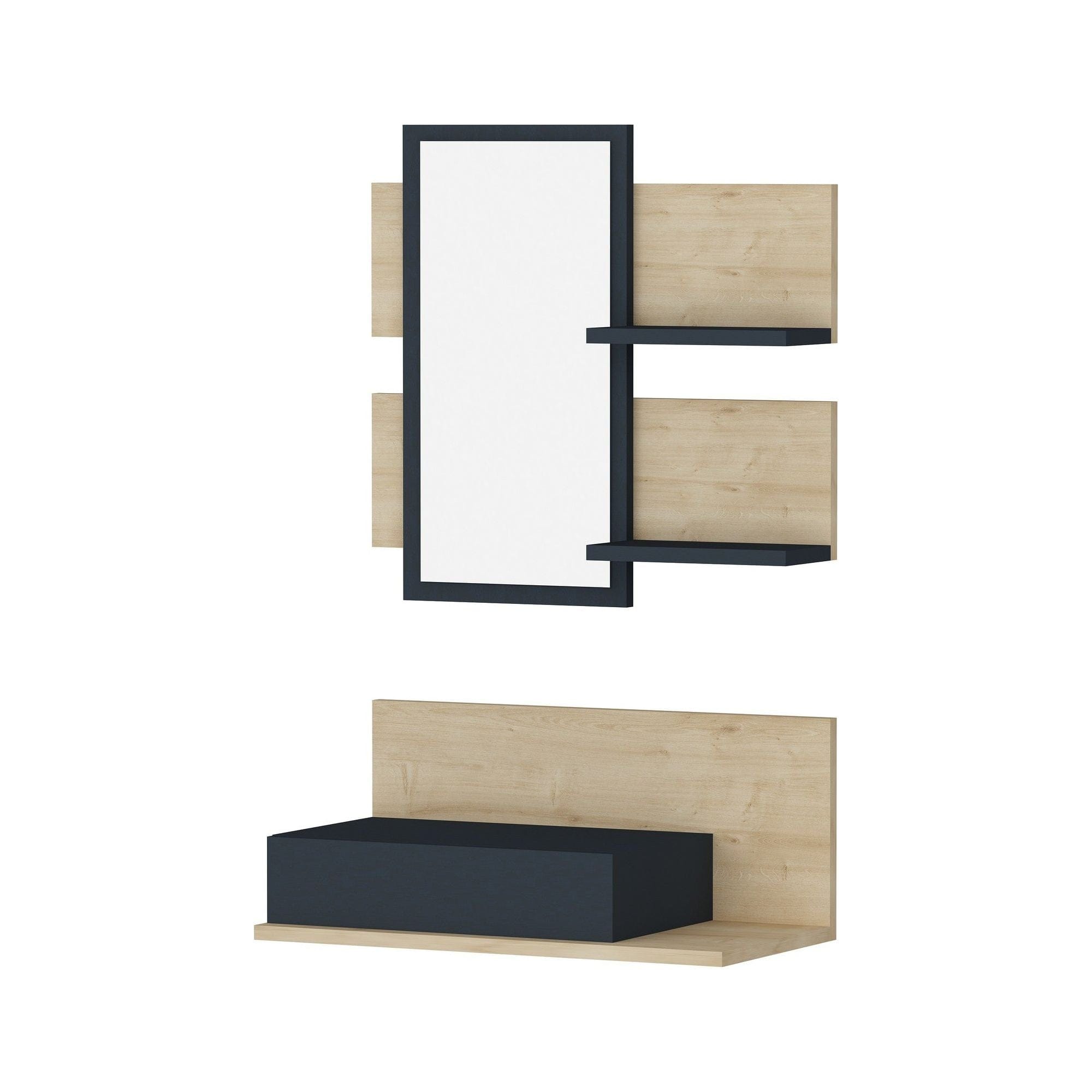Mobilier hol MIMOZA, stejar/gri antracit, PAL melaminat, 60x31x28/60 cm