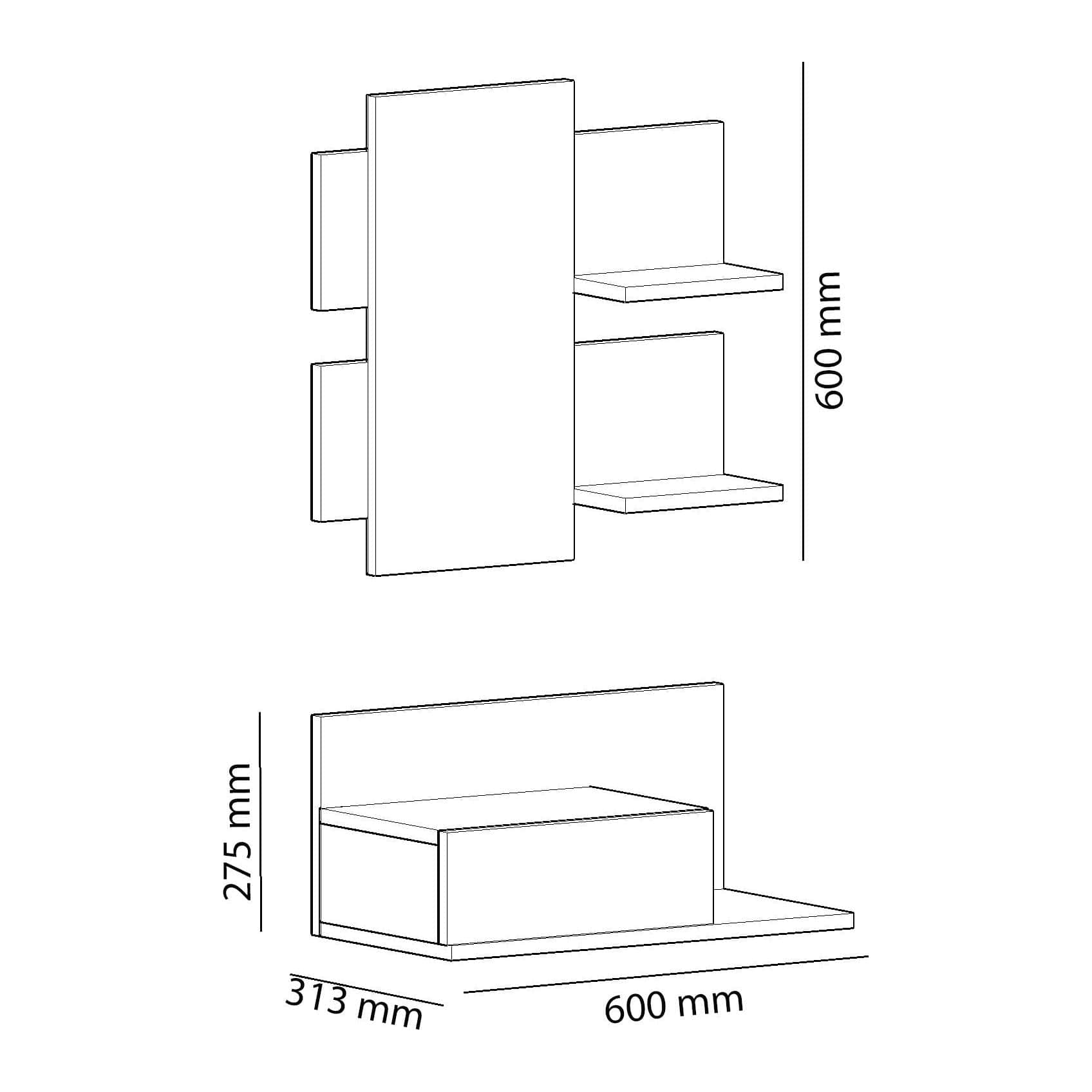 Mobilier hol MIMOZA, stejar/gri antracit, PAL melaminat, 60x31x28/60 cm