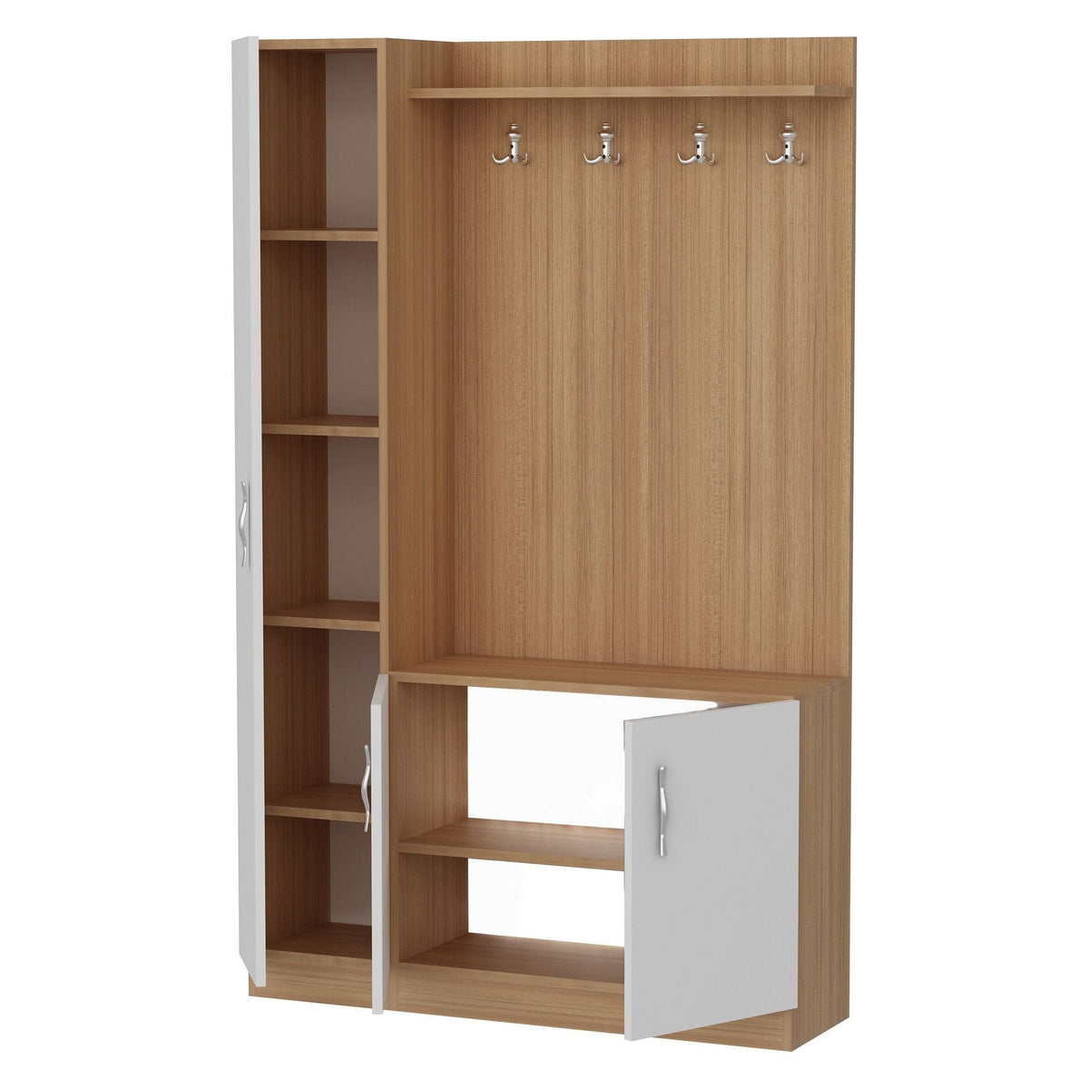 Mobilier hol NATUREL, alb/stejar, PAL melaminat, 110x32x180 cm