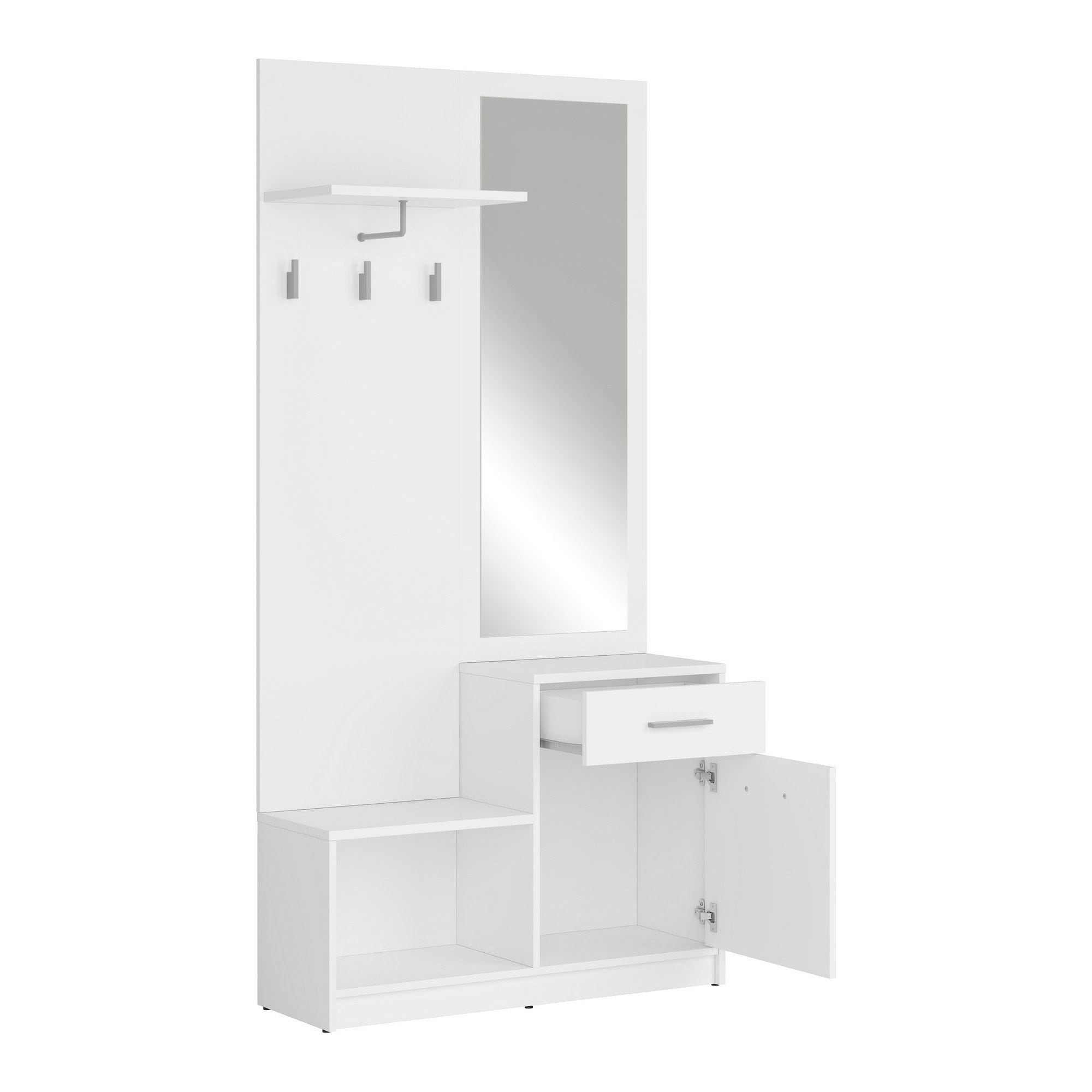 Mobilier hol NEPO PLUS, alb, PAL laminat, 90x31x186 cm