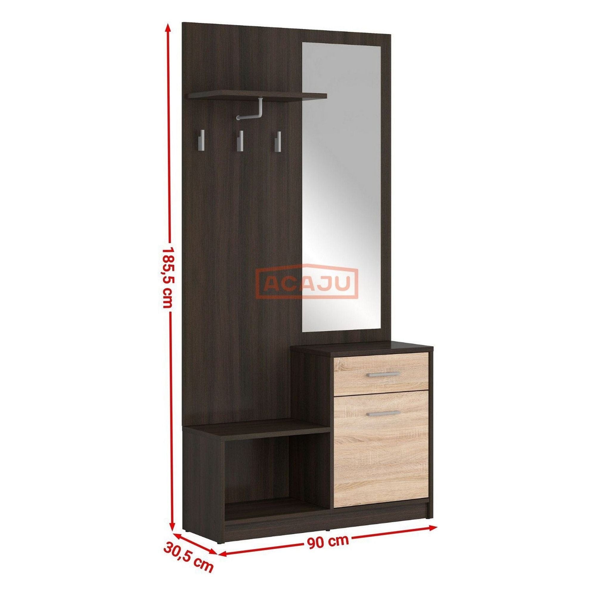 Mobilier hol NEPO PLUS, alb/stejar sonoma, PAL laminat, 90x31x186 cm