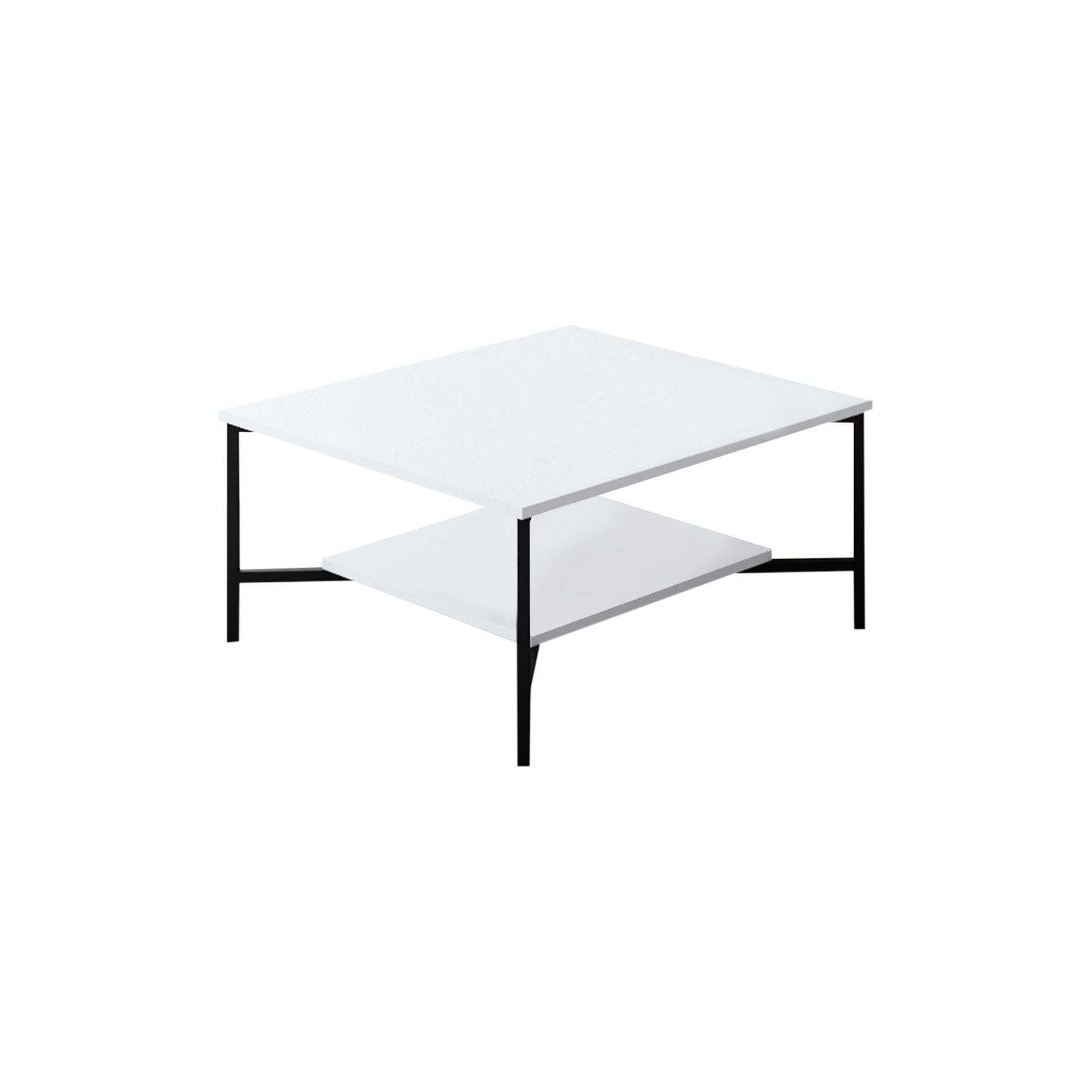 Mobilier living 618BLY1156, alb/negru, PAL melaminat/metal, 4 piese