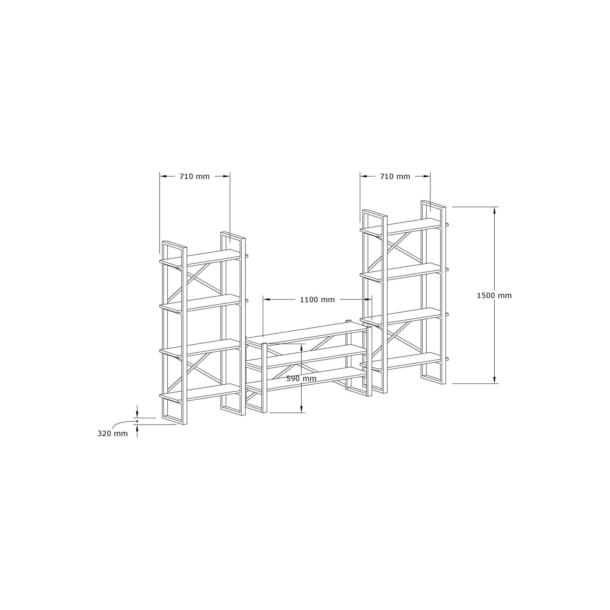 Mobilier living 835PUQ3011, nuc/negru, PAL melaminat/metal, 3 piese
