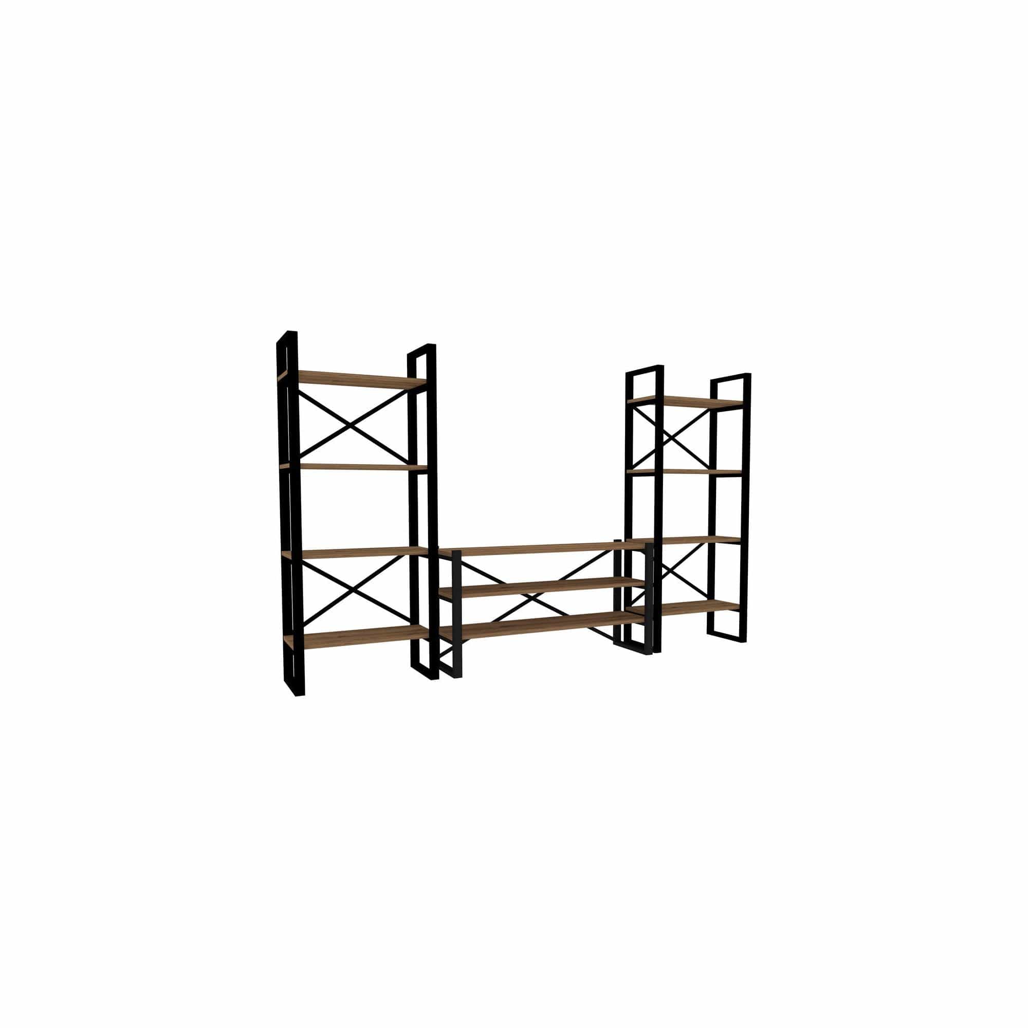 Mobilier living 835PUQ3011, nuc/negru, PAL melaminat/metal, 3 piese
