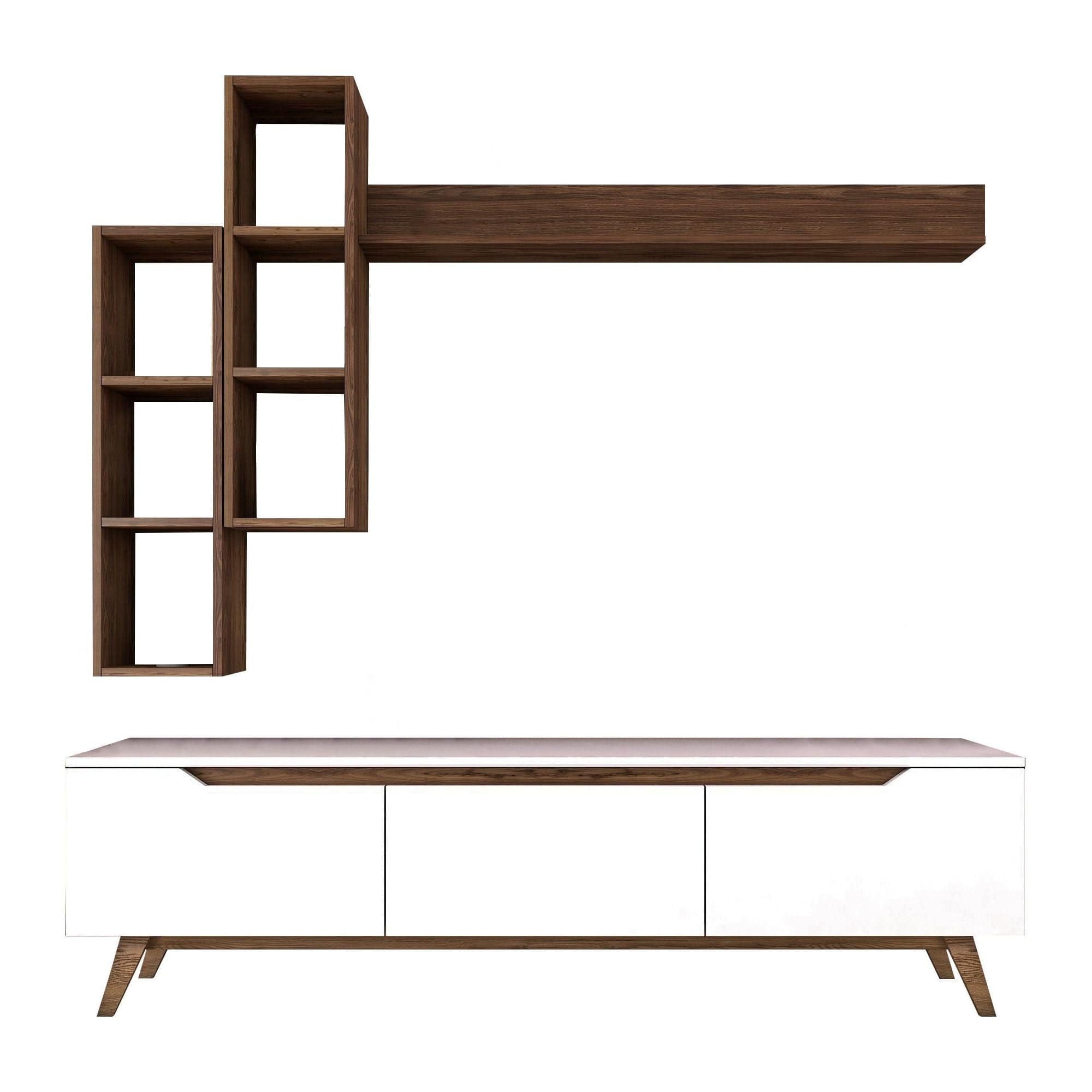 Mobilier living 893RAN1239, alb/nuc, PAL melaminat, 4 piese