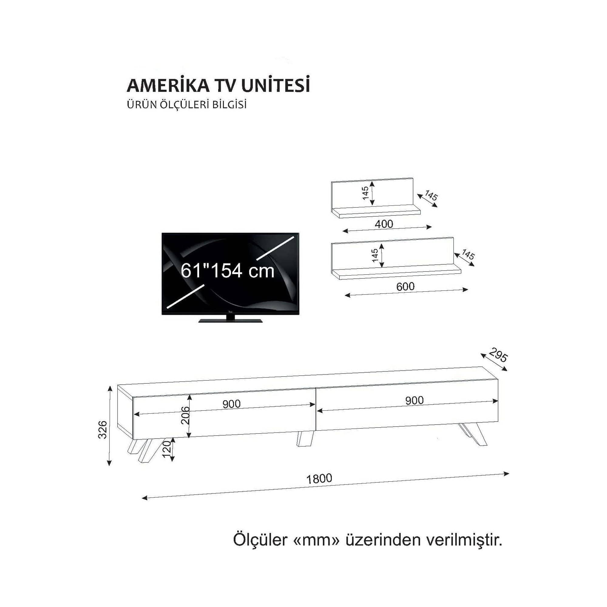 Mobilier living AMERIKA, alb/nuc, PAL melaminat, 3 piese