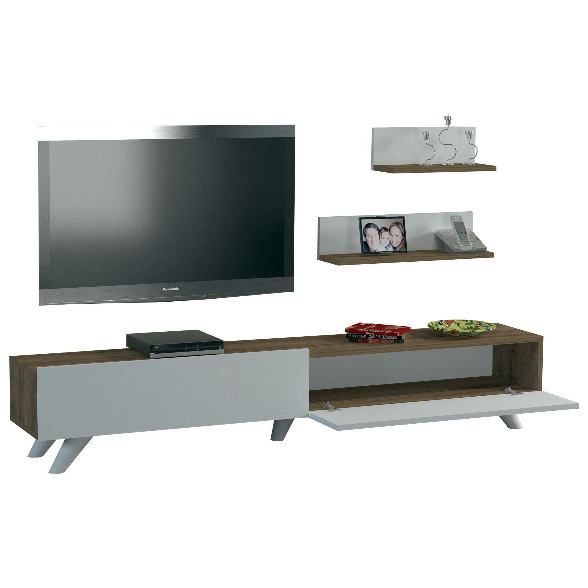 Mobilier living AMERIKA, alb/nuc, PAL melaminat, 3 piese