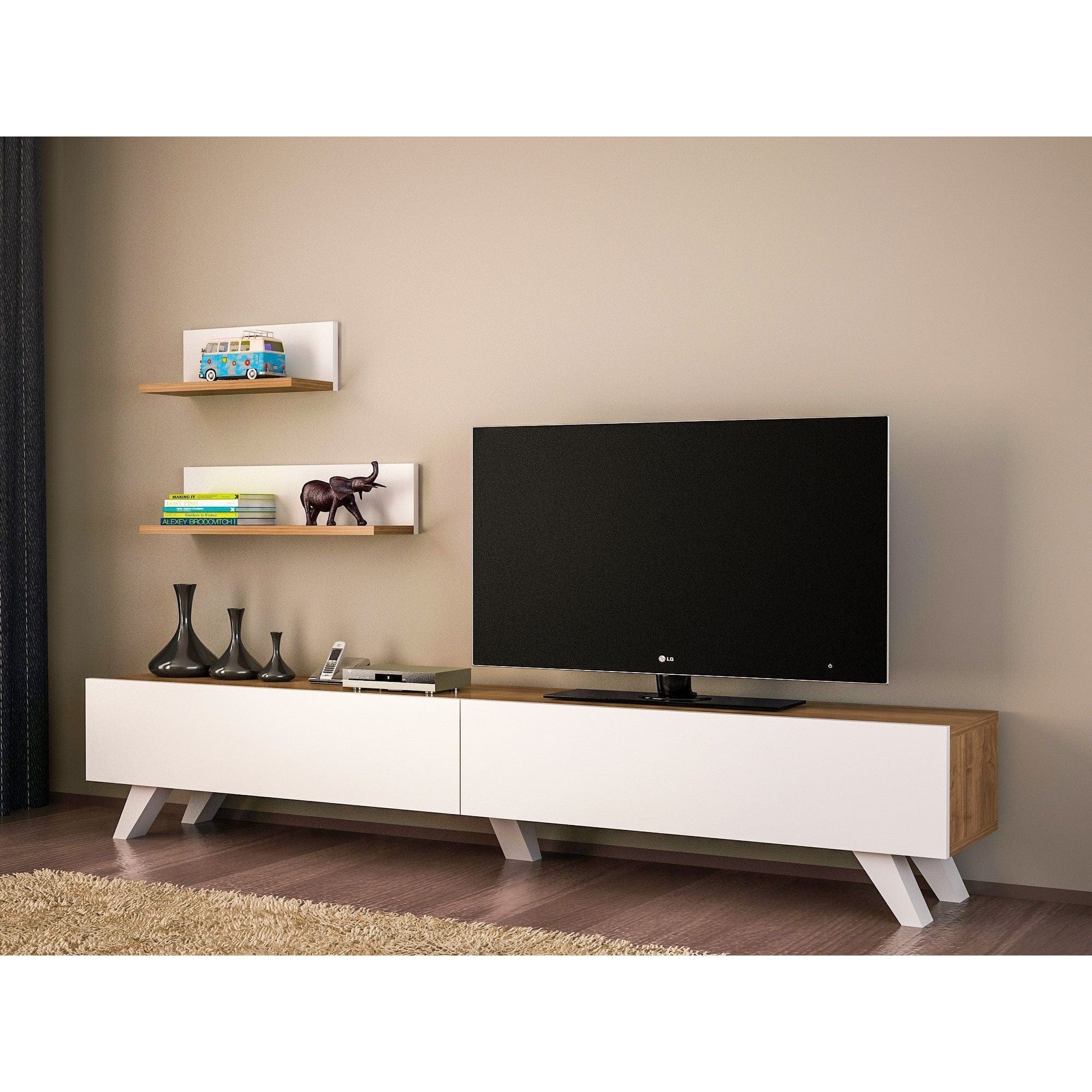 Mobilier living AMERIKA, alb/nuc, PAL melaminat, 3 piese