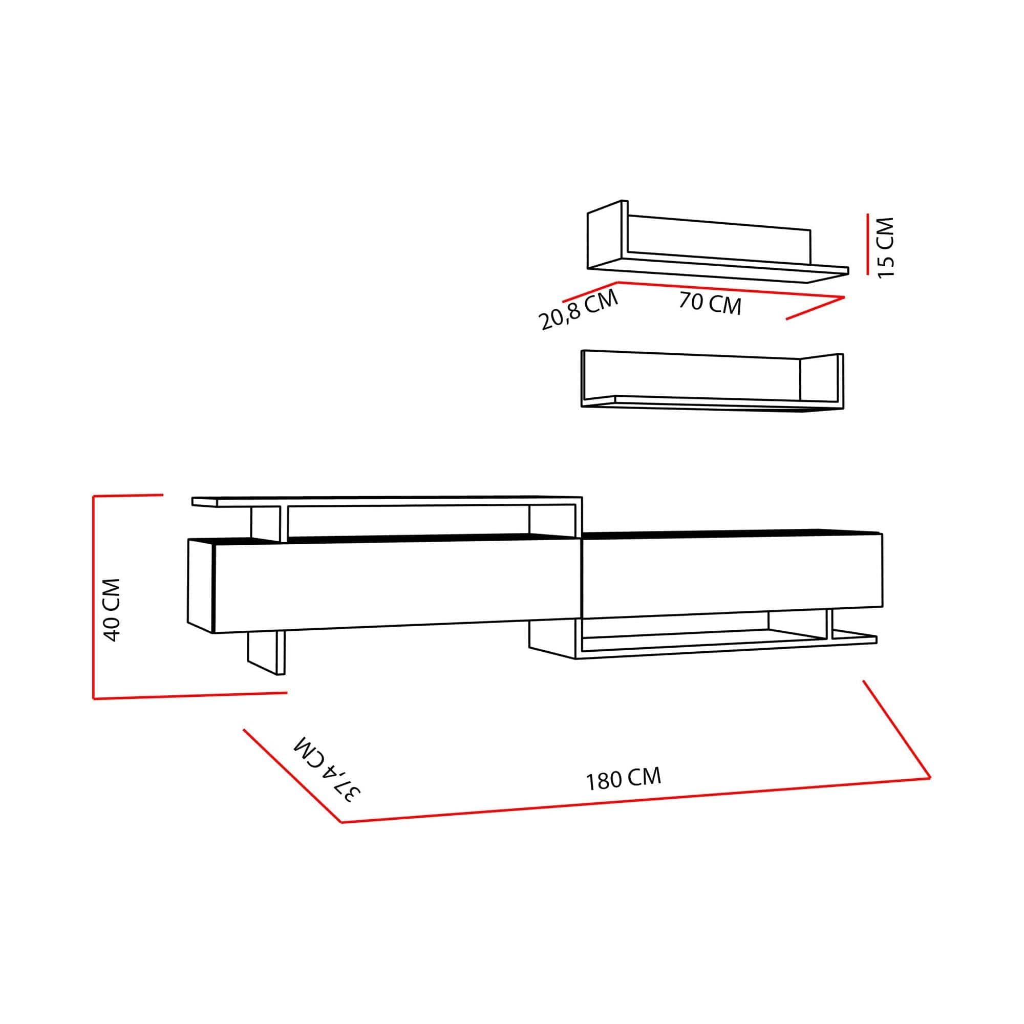 Mobilier living AYAZ, stejar sonoma/alb, PAL melaminat, 3 piese