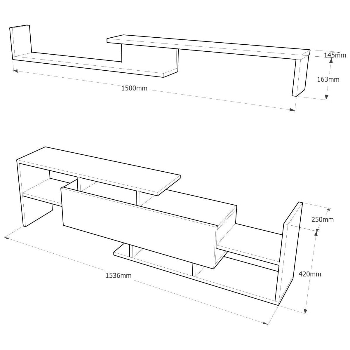 Mobilier living DREAM, alb, PAL melaminat, 2 piese