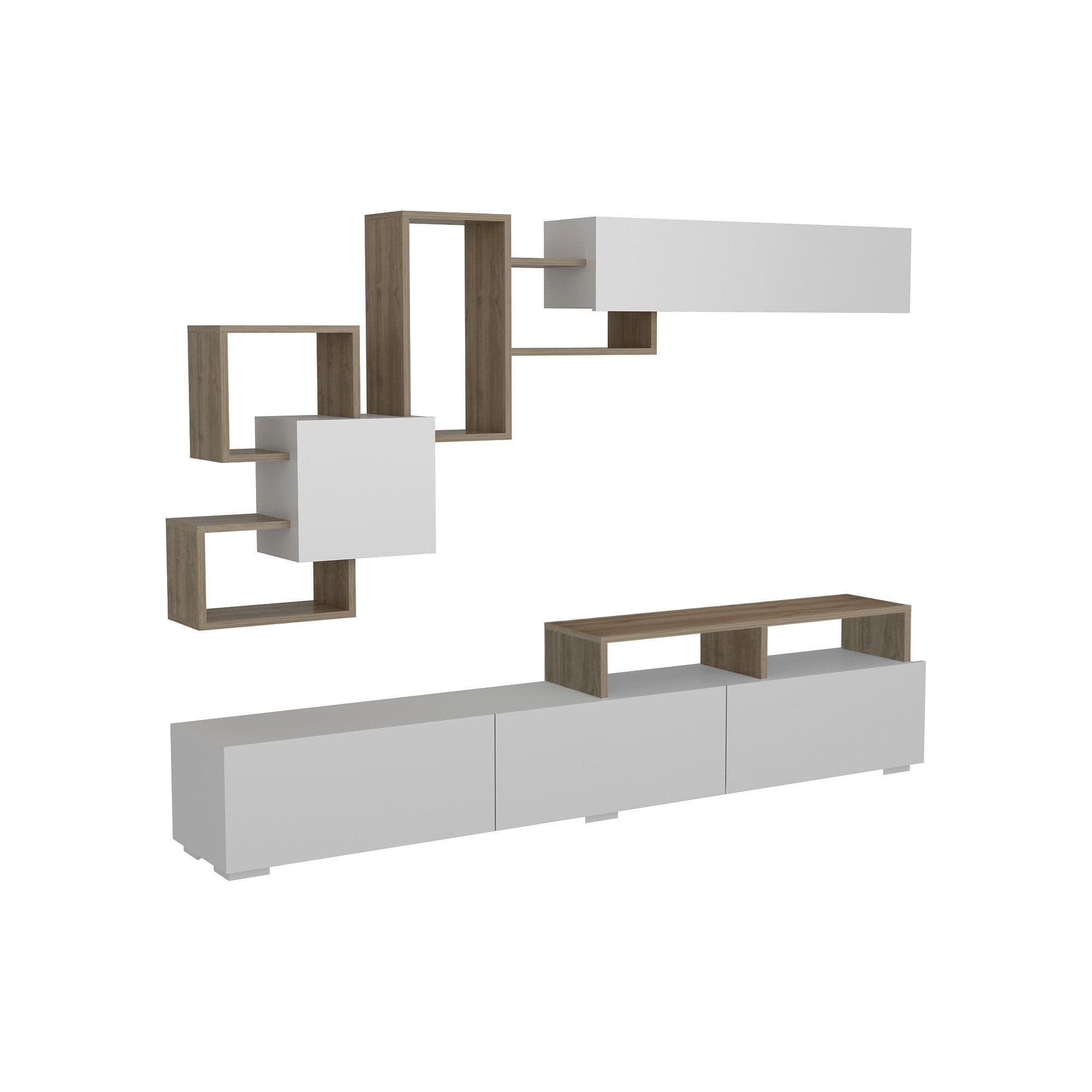 Mobilier living ELIT, alb/nuc, PAL melaminat, 4 piese
