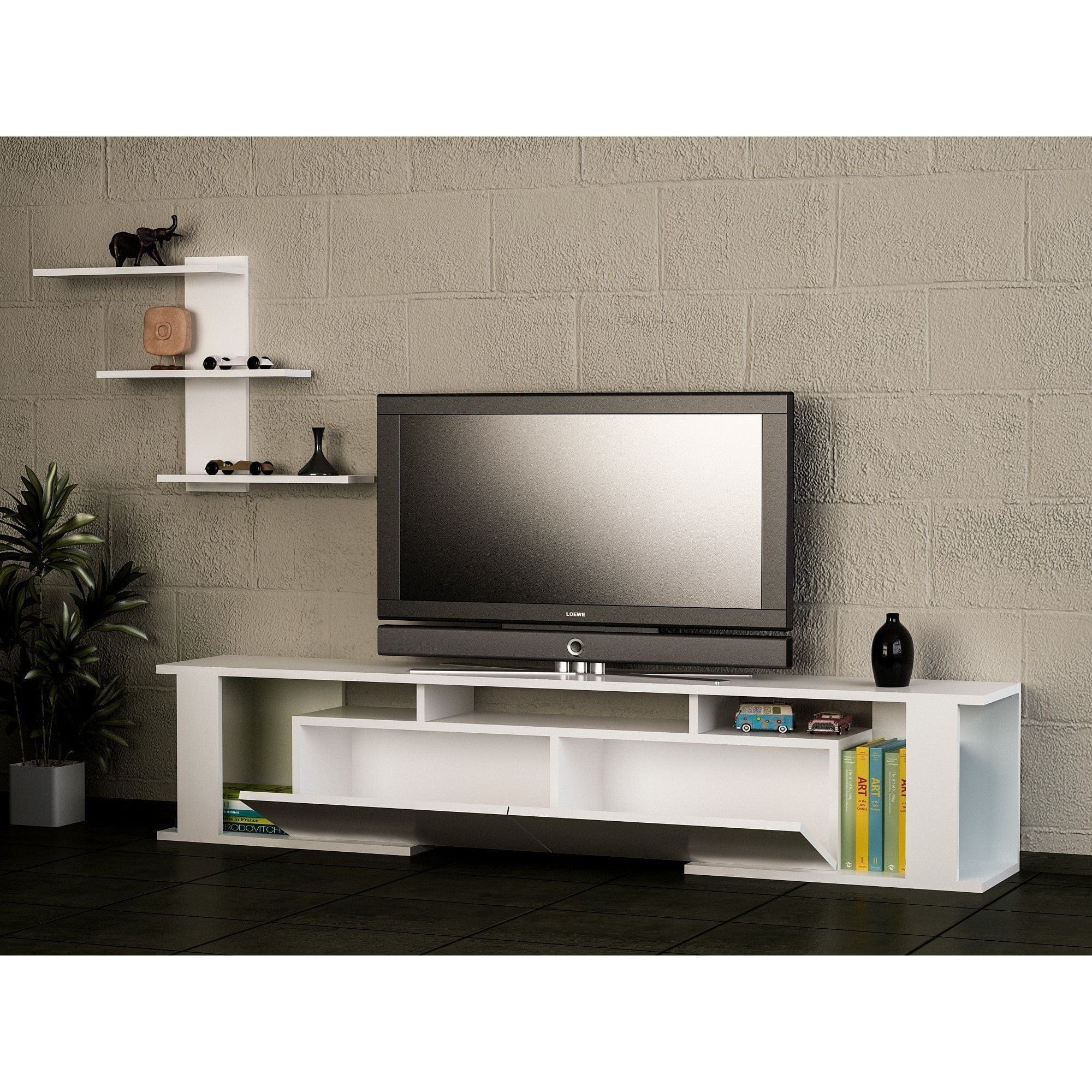 Mobilier living GAME, alb, PAL melaminat, 2 piese