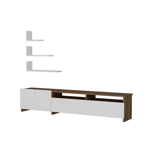 Mobilier living GELINCIK, alb/nuc, PAL melaminat, 4 piese