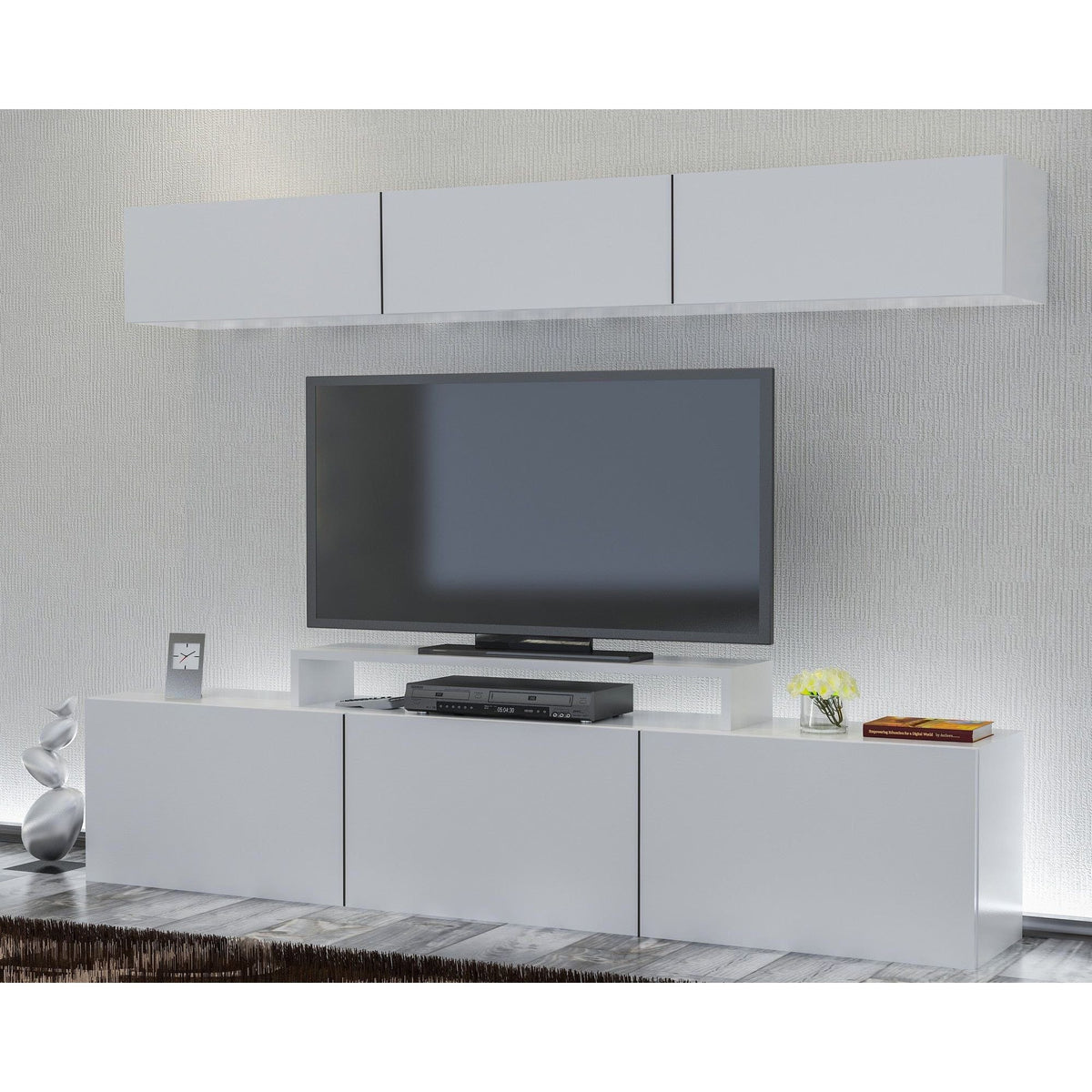 Mobilier living LINE, alb, PAL melaminat, 2 piese