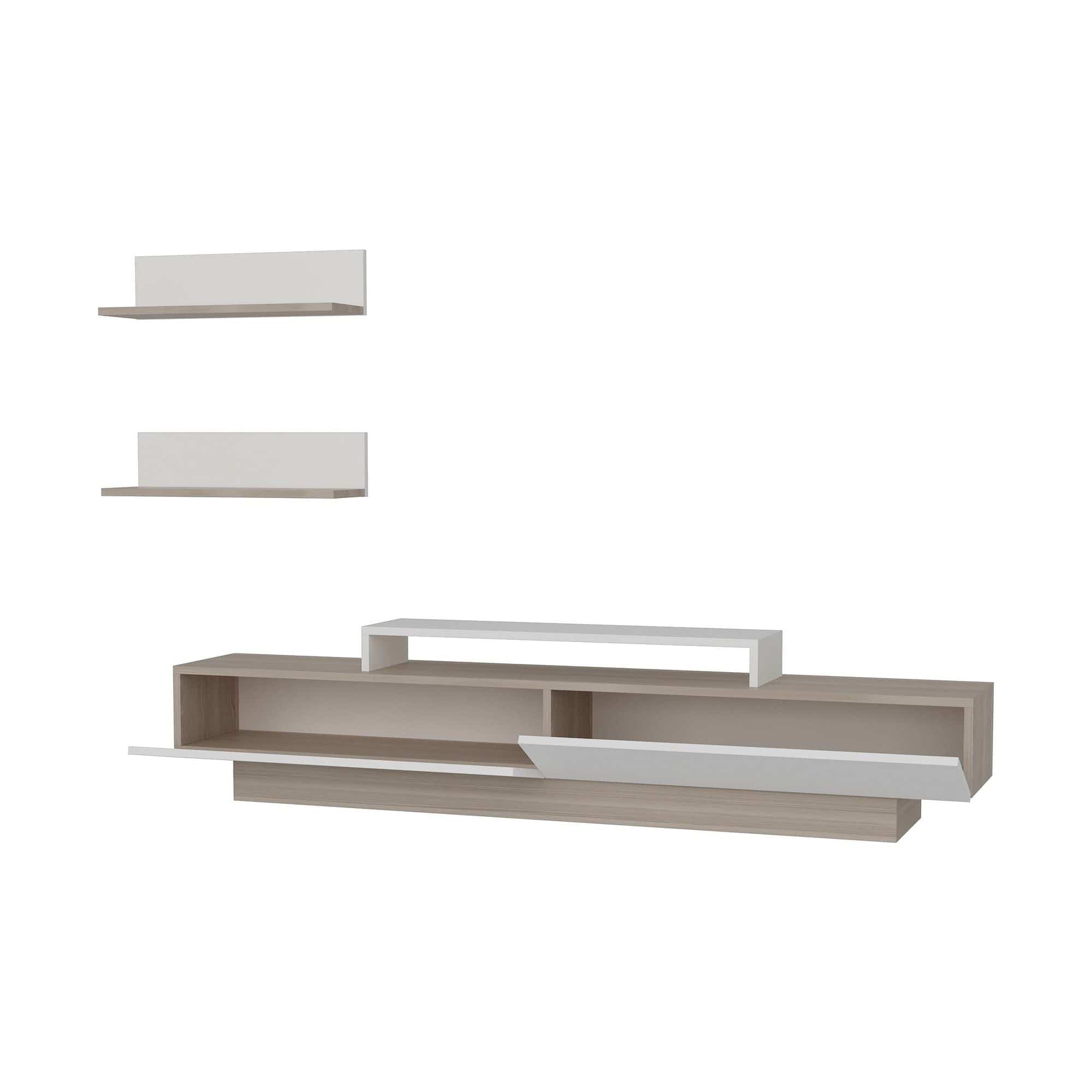 Mobilier living LUSI, alb/stejar, PAL melaminat, 3 piese
