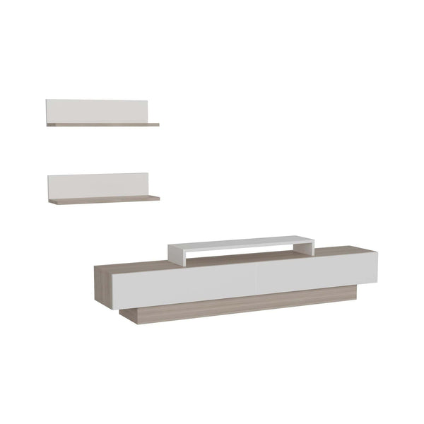 Mobilier living LUSI, alb/stejar, PAL melaminat, 3 piese