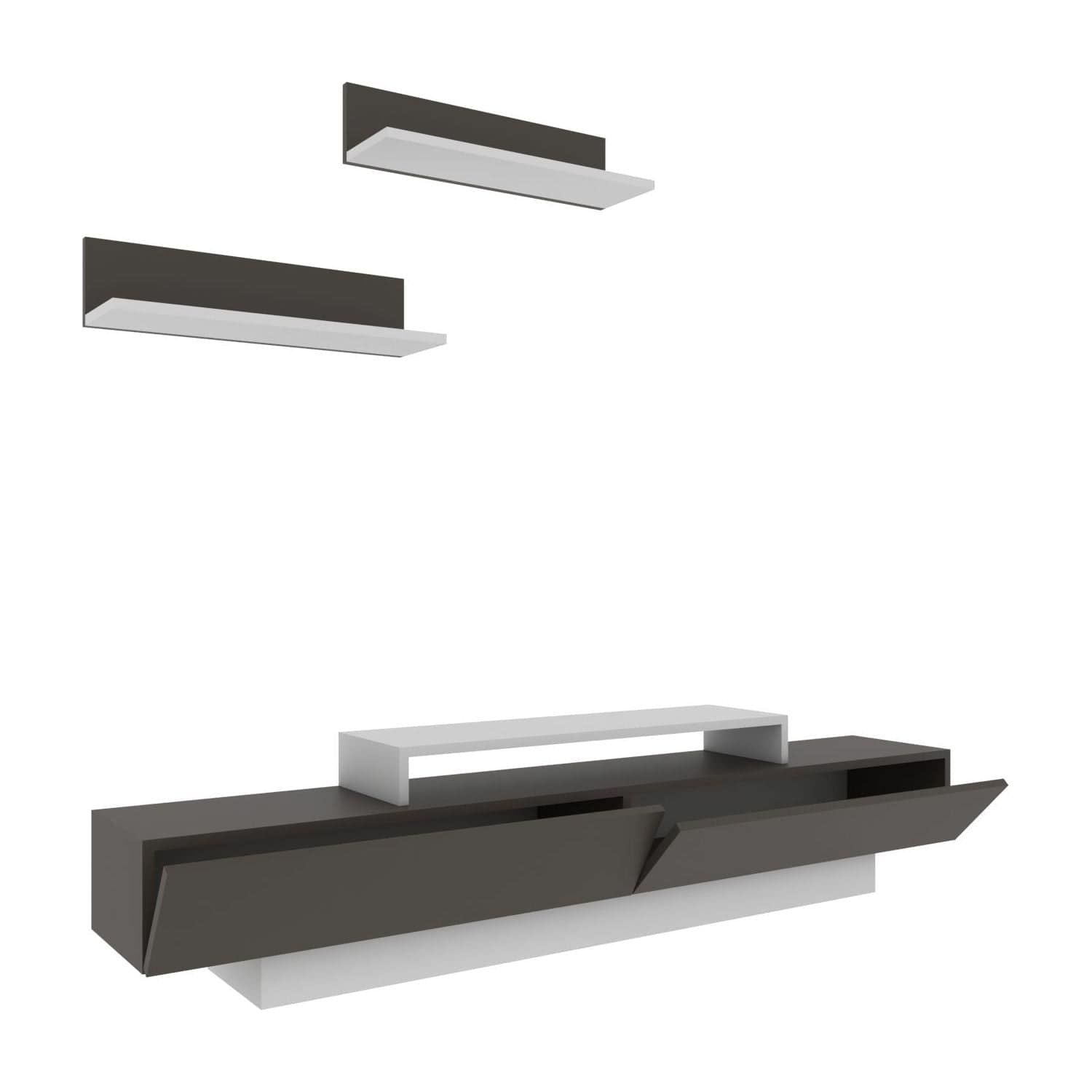 Mobilier living LUSI, maro/alb, PAL melaminat, 3 piese