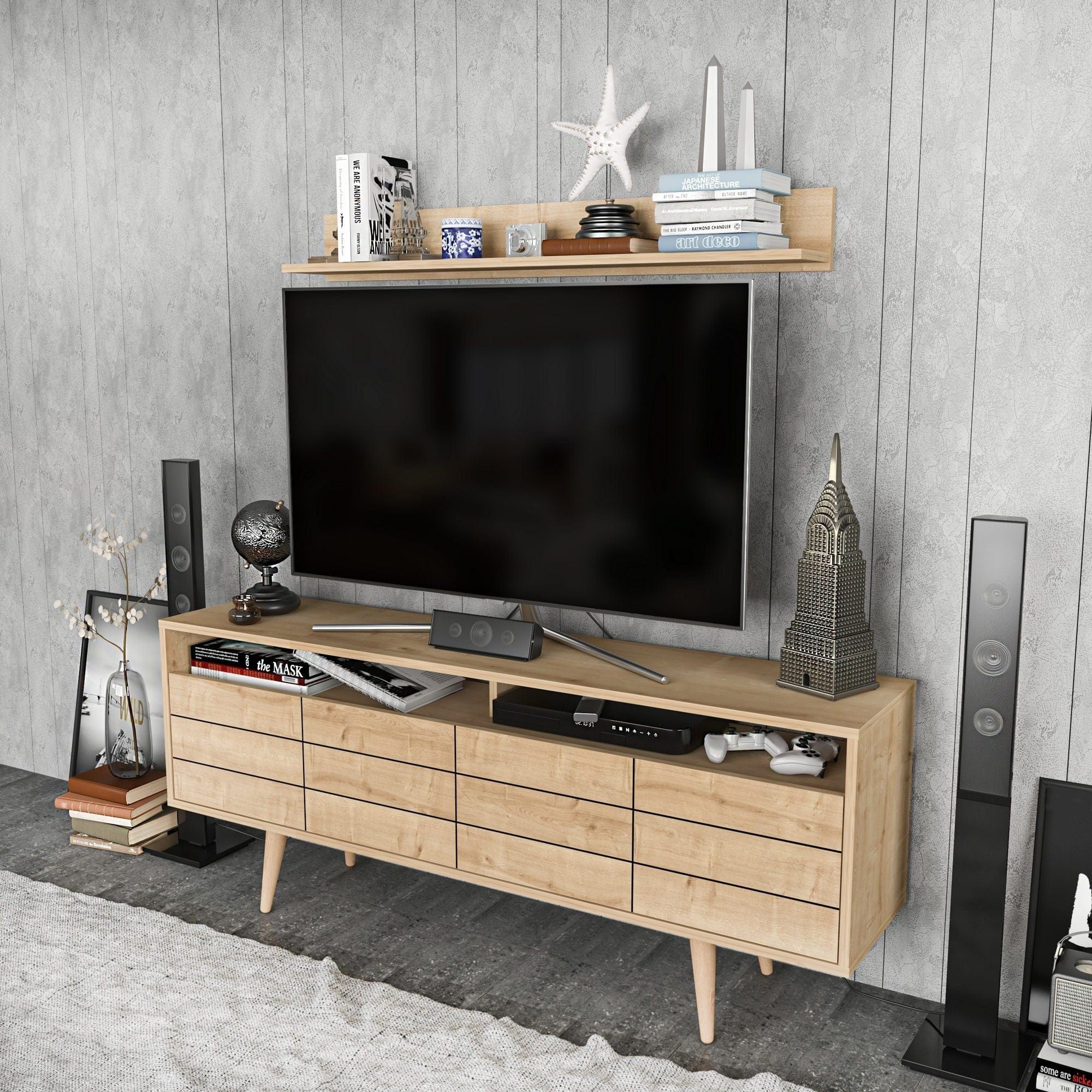 Mobilier living OLA, stejar, PAL melaminat, 2 piese