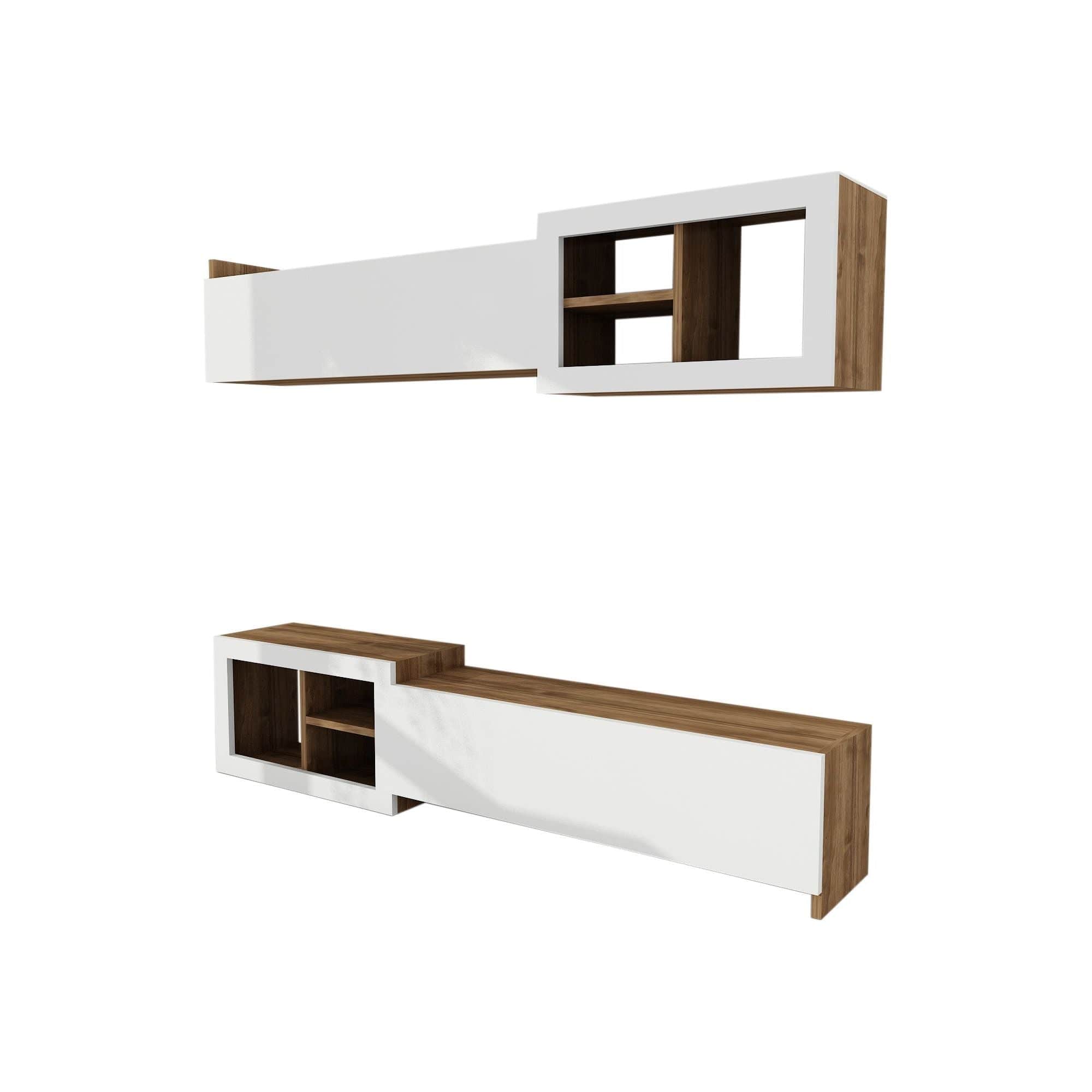 Mobilier living PRAG, alb/nuc, PAL melaminat, 3 piese