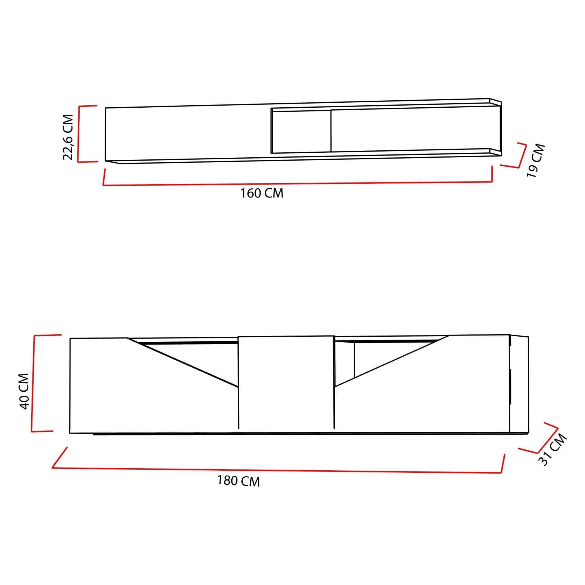 Mobilier living TAC, negru/nuc, PAL melaminat, 2 piese