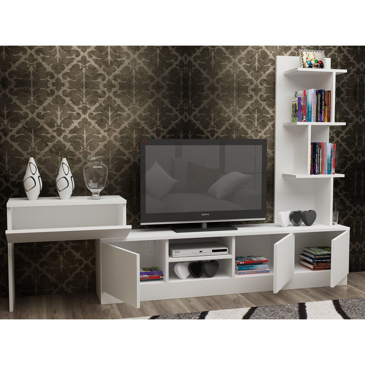 Mobilier living TEAM, alb, PAL melaminat, 3 piese