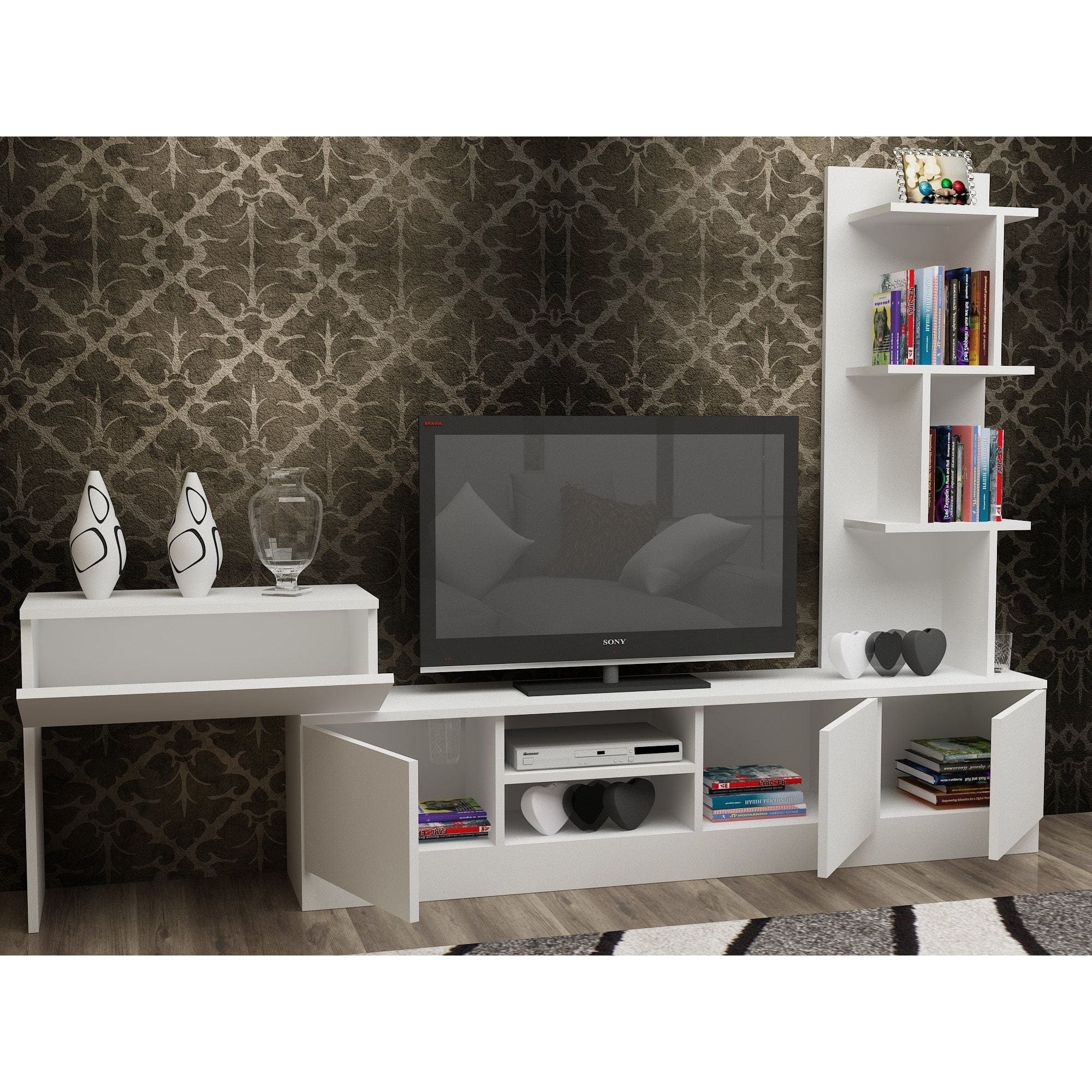 Mobilier living TEAM, alb, PAL melaminat, 3 piese