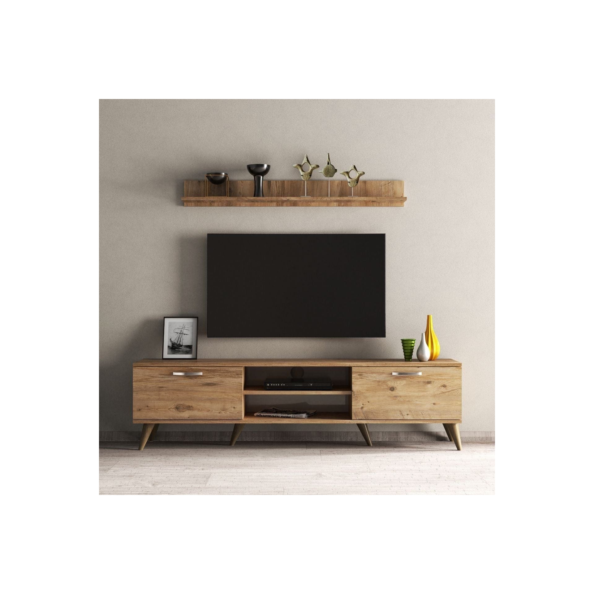 Mobilier living TVU0102, stejar, PAL melaminat, 2 piese