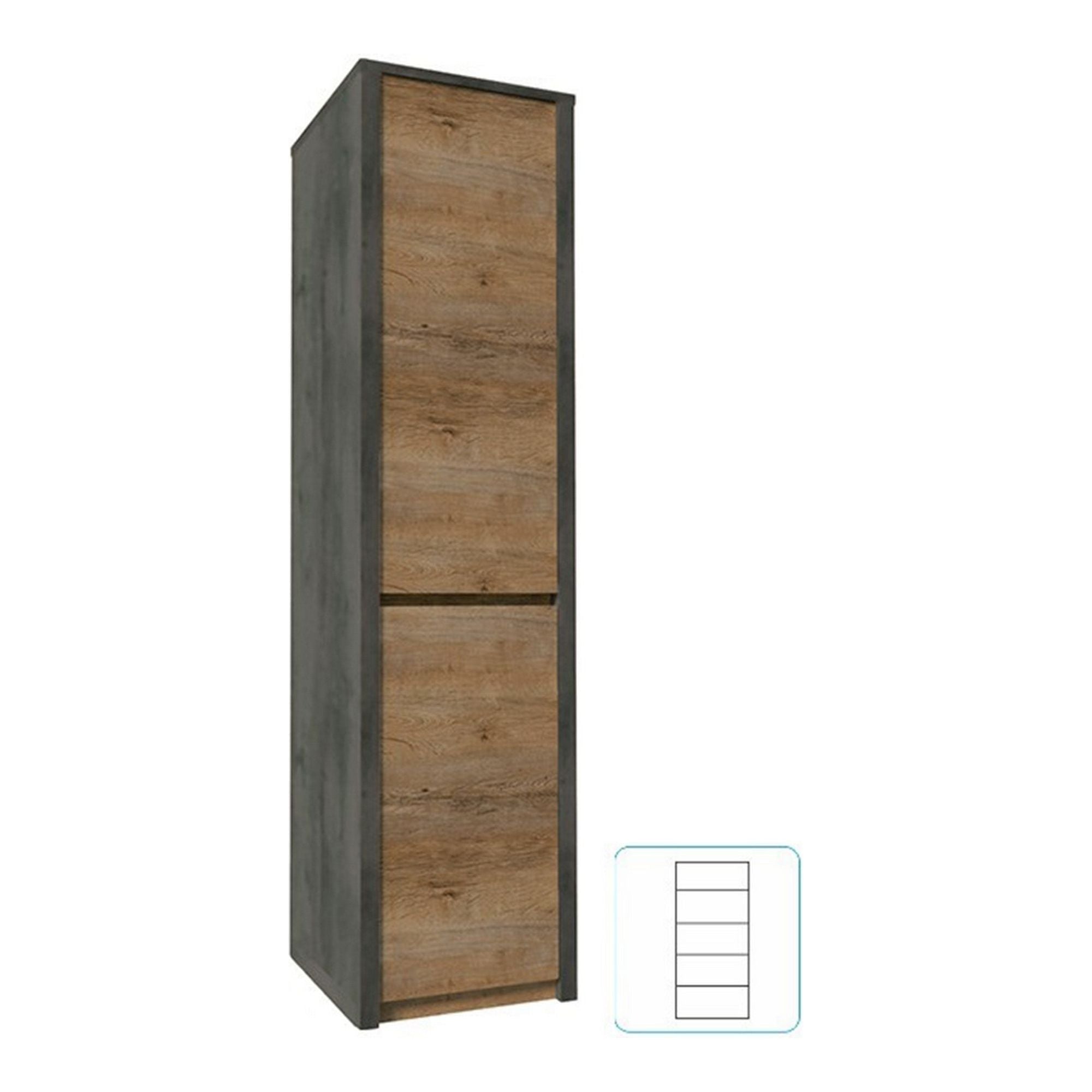 Dulap MONTANA S1D, stejar lefkas inchis/gri, PAL melaminat/canturi ABS, cu o usa, 50x43x197 cm