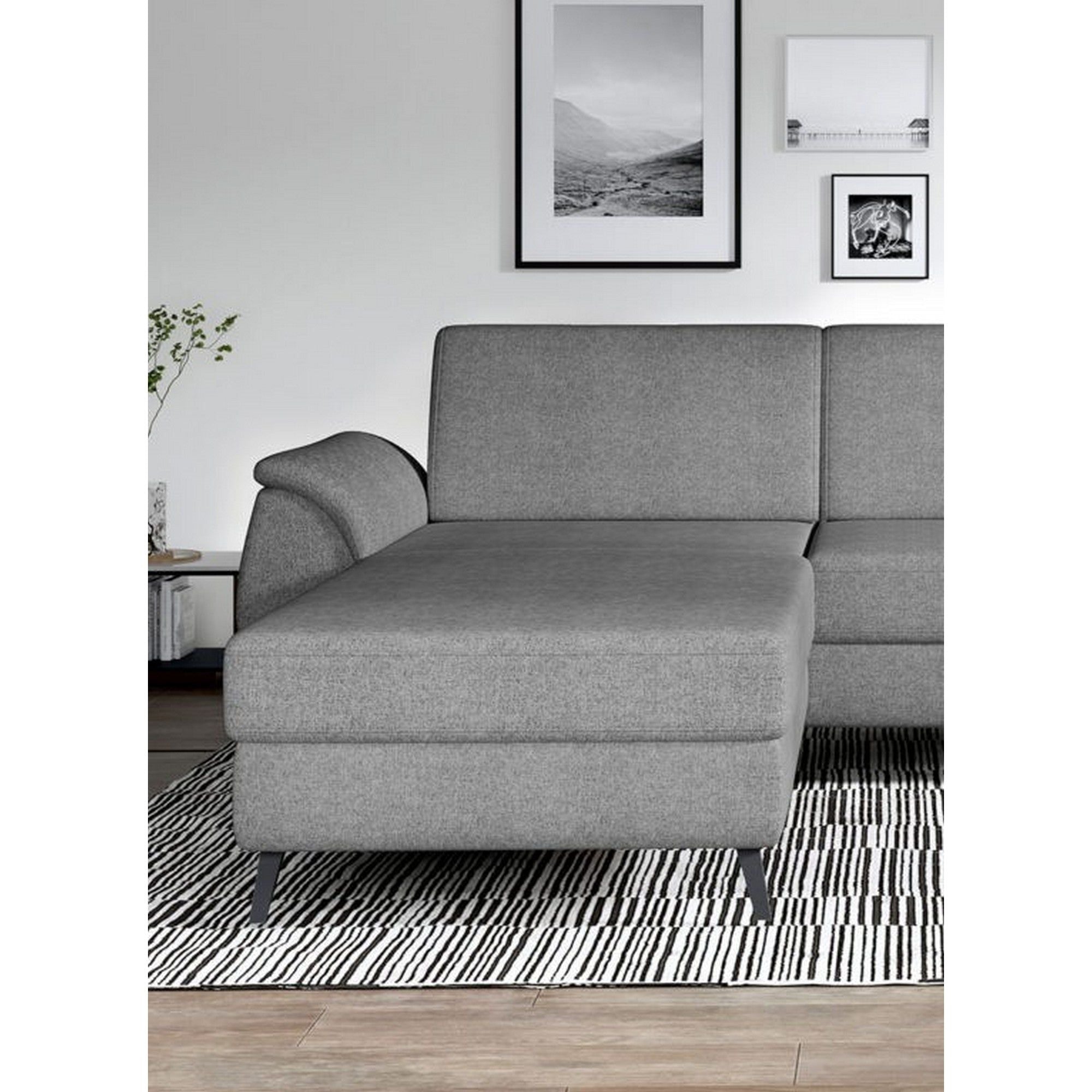 Coltar extensibil MUNDO MINI, sezlong stanga, stofa catifelata mov lila - Monolith 62, cu lada depozitare, 268x162x81 cm