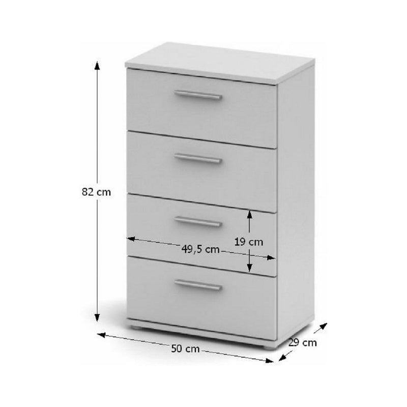 Comoda NOKO-SINGA 14, alb, DTD laminat, 50x29x82 cm