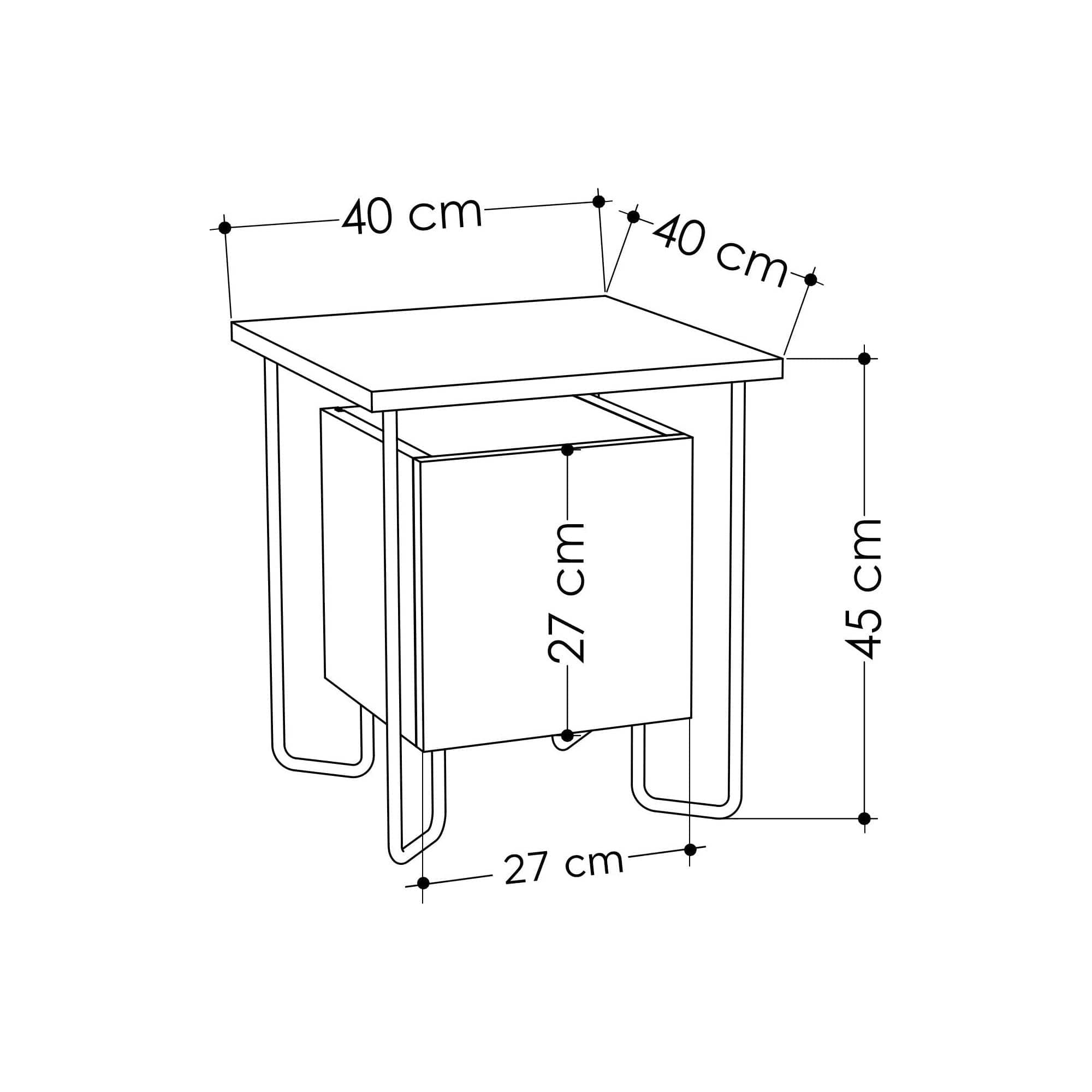 Noptiera Acres Nightstand, stejar inchis , PAL melaminat/metal, 40x40x45 cm