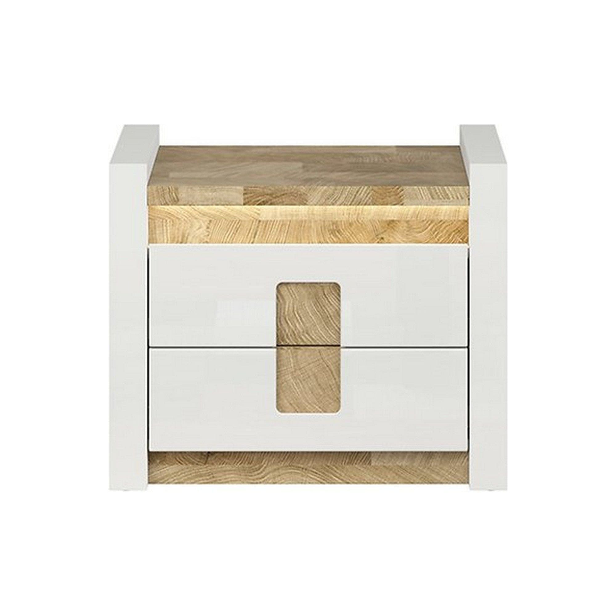 Noptiera ALAMEDA, alb/stejar sonoma, PAL, 62x42x52 cm