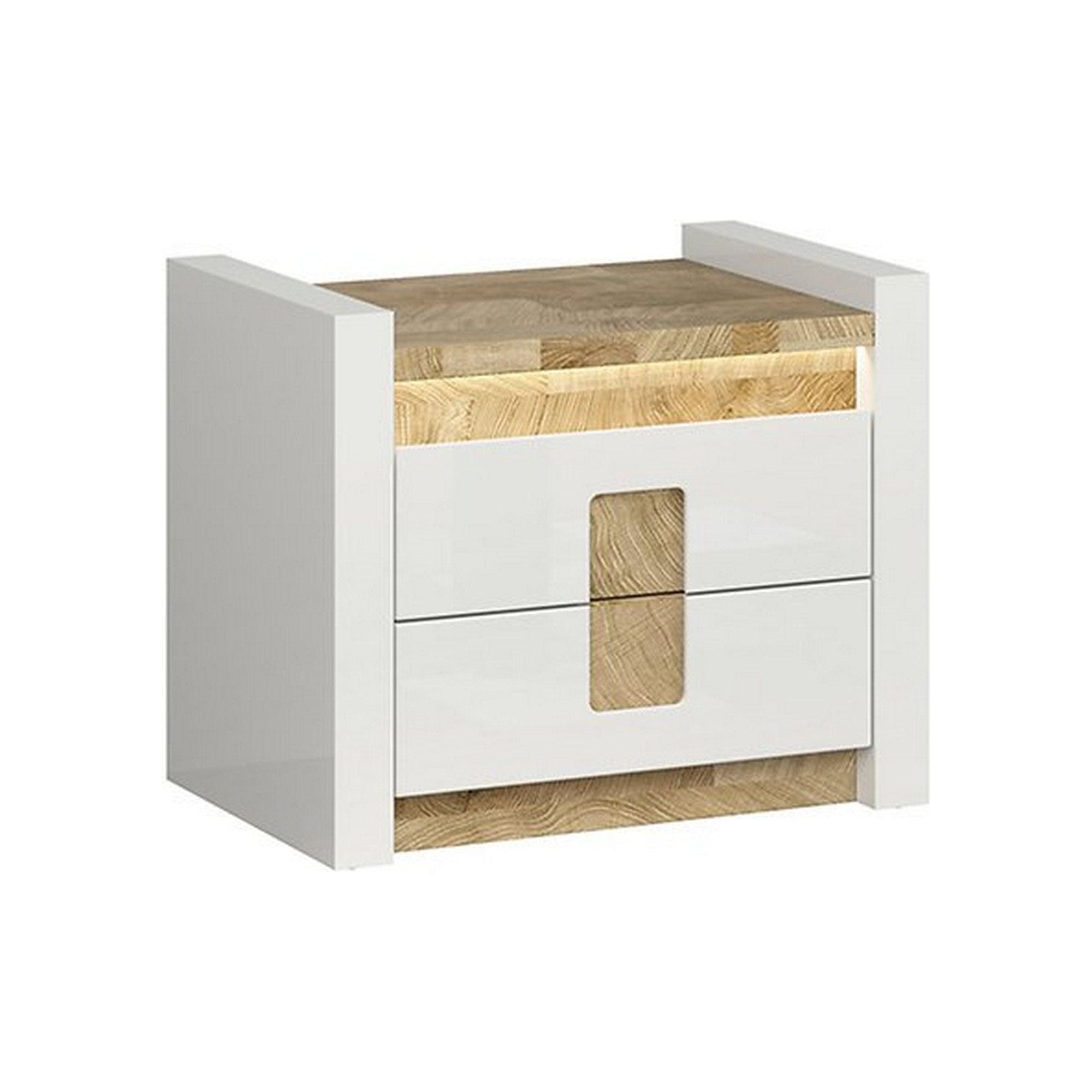 Noptiera ALAMEDA, alb/stejar sonoma, PAL, 62x42x52 cm