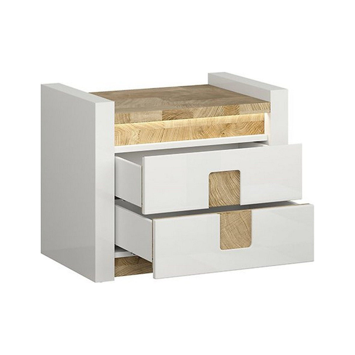 Noptiera ALAMEDA, alb/stejar sonoma, PAL, 62x42x52 cm