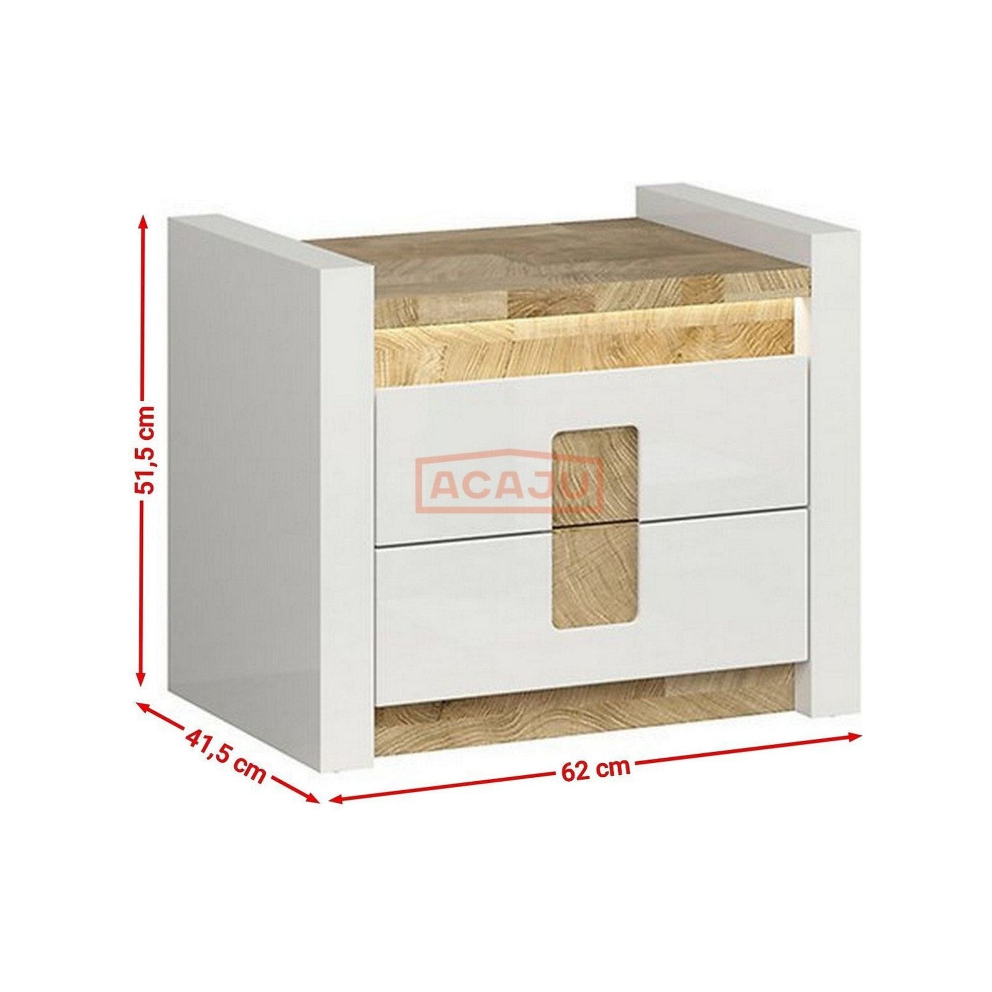 Noptiera ALAMEDA, alb/stejar sonoma, PAL, 62x42x52 cm