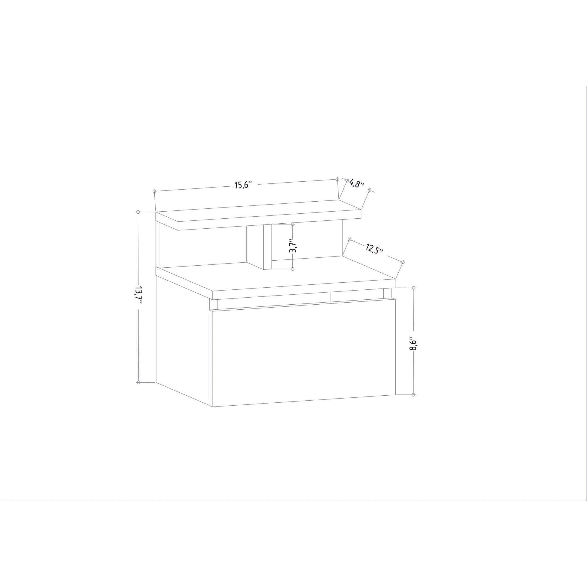Noptiera Alice, gri antracit, PAL melaminat, 40x32x35 cm