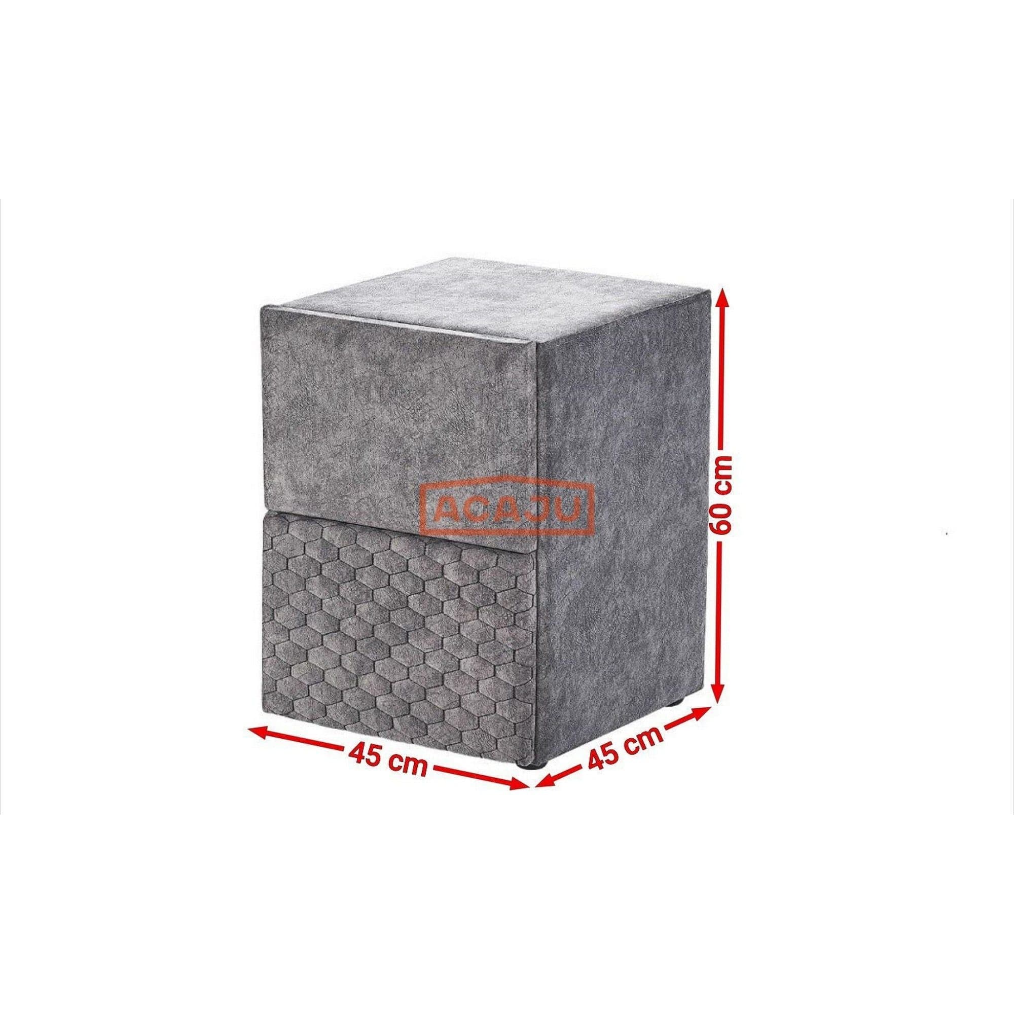 Noptiera BABYLON, gri, stofa, 42x45x60 cm